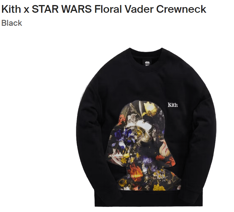Kith Kith x STAR WARS Floral Vader Crewneck | Grailed