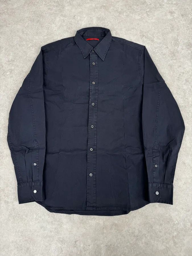 Prada 2000s Prada Navy Classic Soft Shirt Size US M / EU 48-50 / 2 - 1 Thumbnail