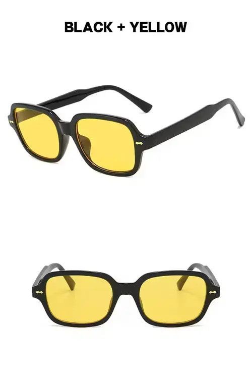 Designer Men Vintage Yellow Square Sunglasses Size ONE SIZE - 2 Thumbnail