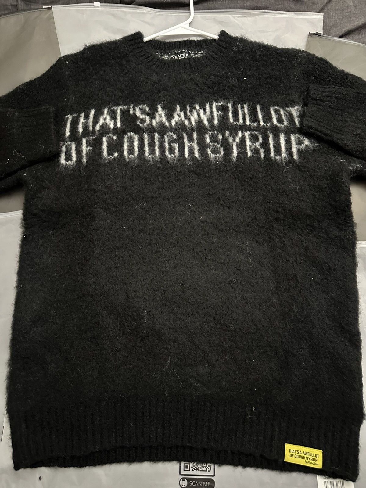 Awful Lot of Cough Syrup Black Mohair Sweater Size US L / EU 52-54 / 3 - 1 Thumbnail