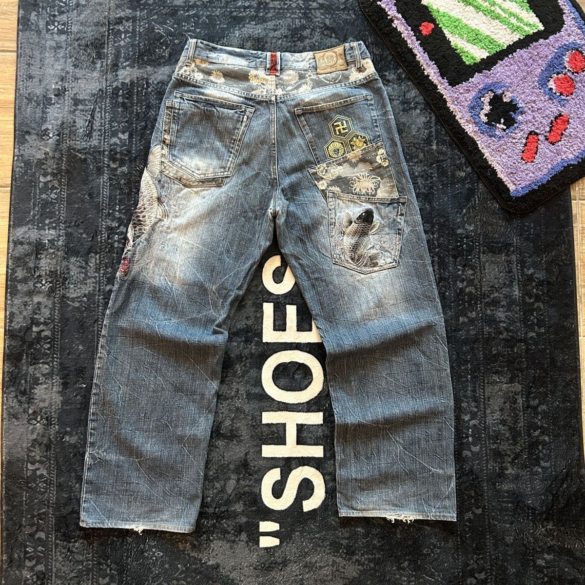 Karakuri Tamashii Karakuri Koi Layered Pocket Denim Size US 35 - 1 Thumbnail