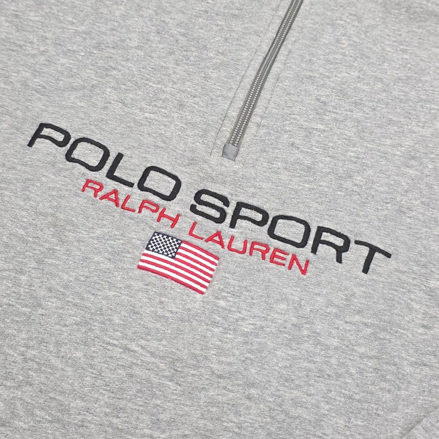 Vintage Polo Sport Ralph Lauren Sweater Men's Medium Gray 1/4 Zip Flag Spellout Size US M / EU 48-50 / 2 - 3 Thumbnail