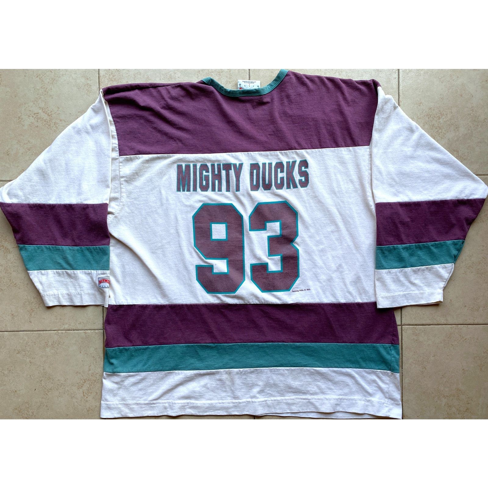 NHL × Starter Anaheim Mighty Ducks 90s NUTMEG Rugby shirt L white NHL vtg Size US L / EU 52-54 / 3 - 3 Thumbnail
