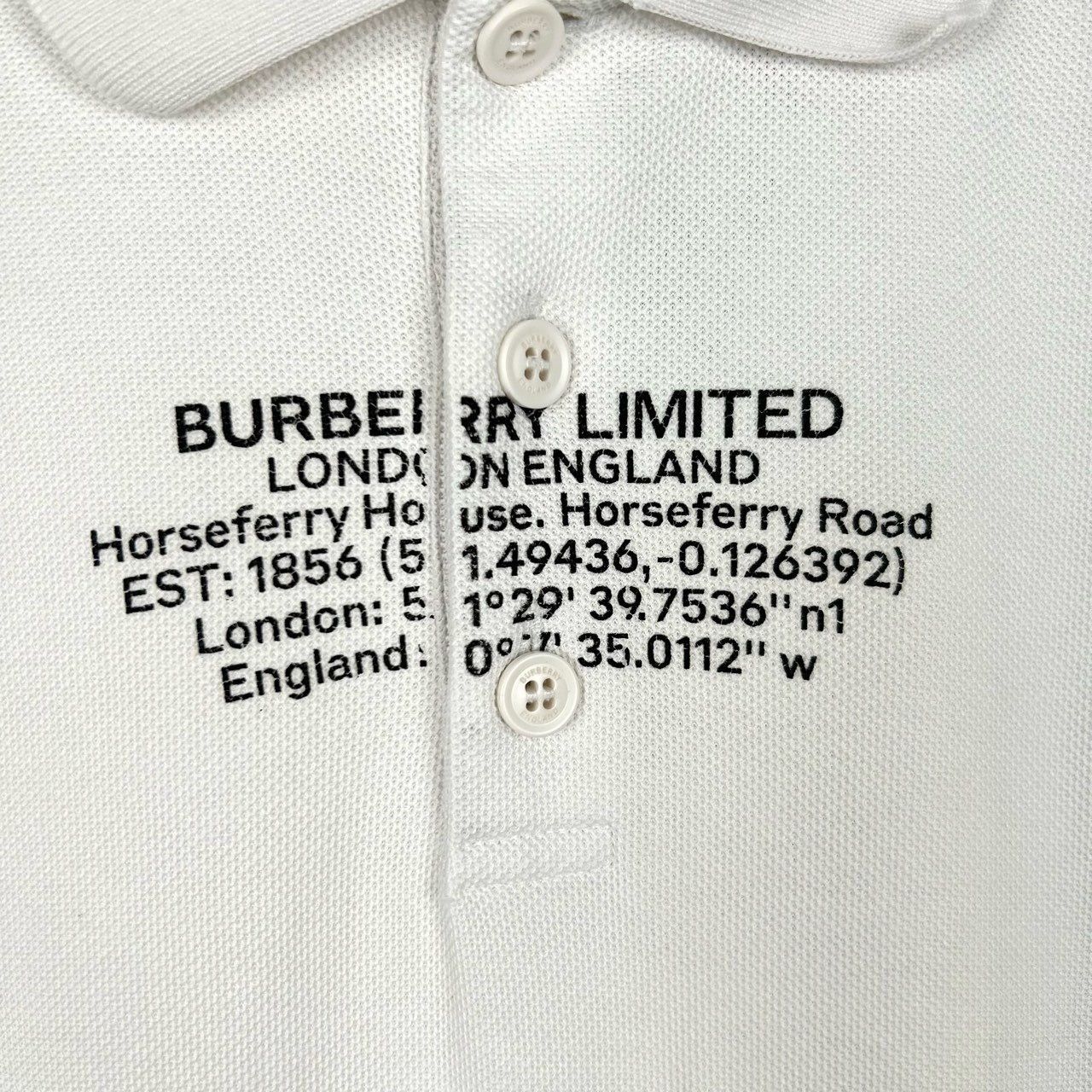 Burberry Burberry White Polo Shirt With Embroidered Coordinates Desig Size US XL / EU 56 / 4 - 4 Thumbnail