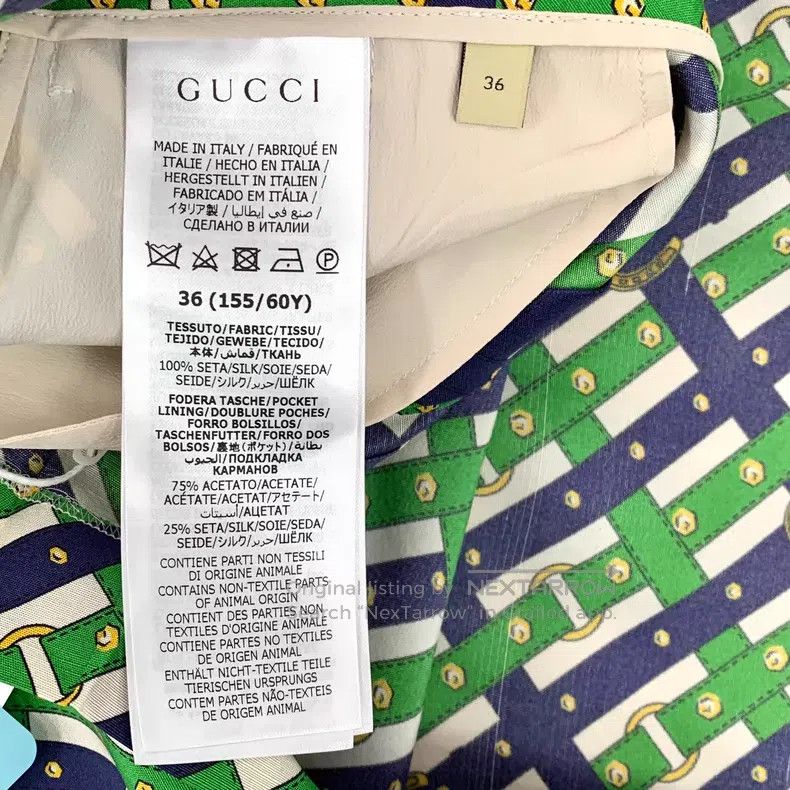 Gucci Gucci 23 green belt buckle full printed mulberry silk casu Size 24" / US 00 / IT 34 - 7 Thumbnail