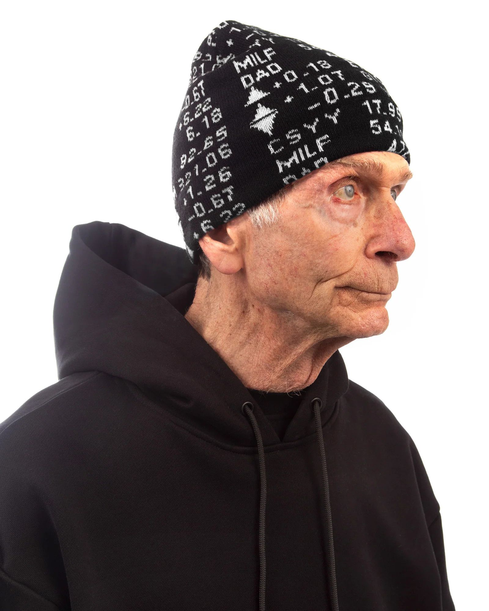 Milfdad Milfdad Stock Ticker Beanie Black & White Size ONE SIZE - 1 Thumbnail