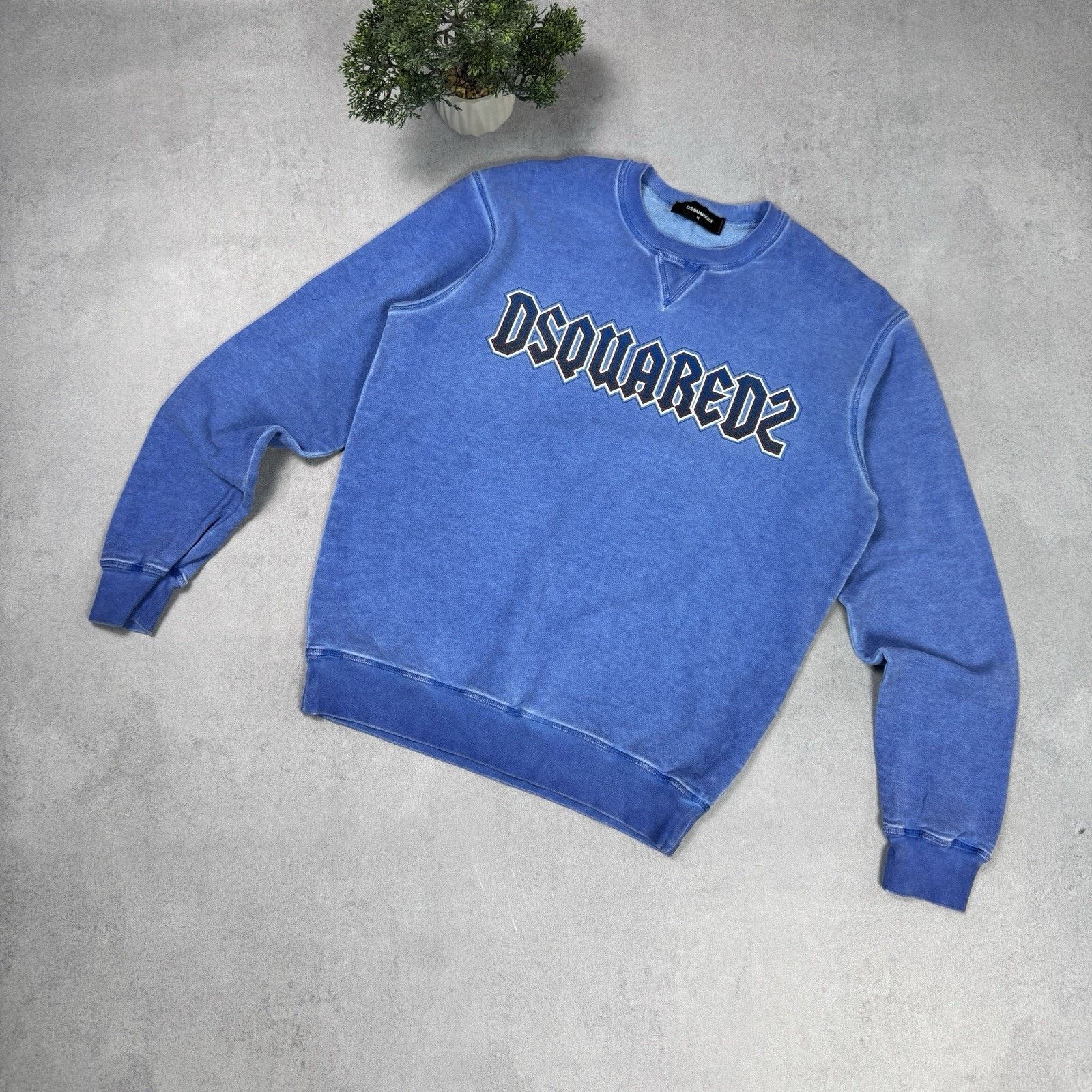 Dsquared2 Dsquared2 Men Big Logo Sweatshirt Men M Blue Garment Dyed Size US M / EU 48-50 / 2 - 1 Thumbnail
