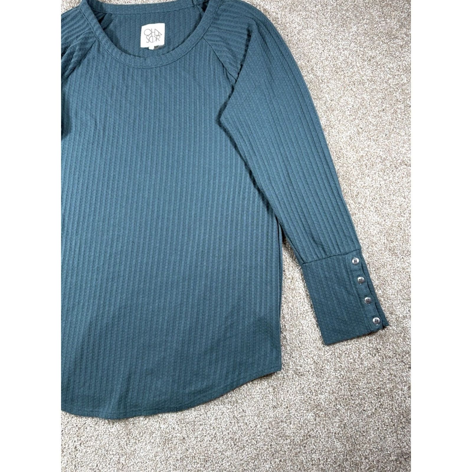 Vintage Chaser Thermal Waffle Weave Tunic Top Womens XL Green Knit Long Sleeve Pullover Shirt Blouse Womens Overall Tunic Style Thermal Top XL Green Size XL / US 12-14 / IT 48-50 - 3 Thumbnail