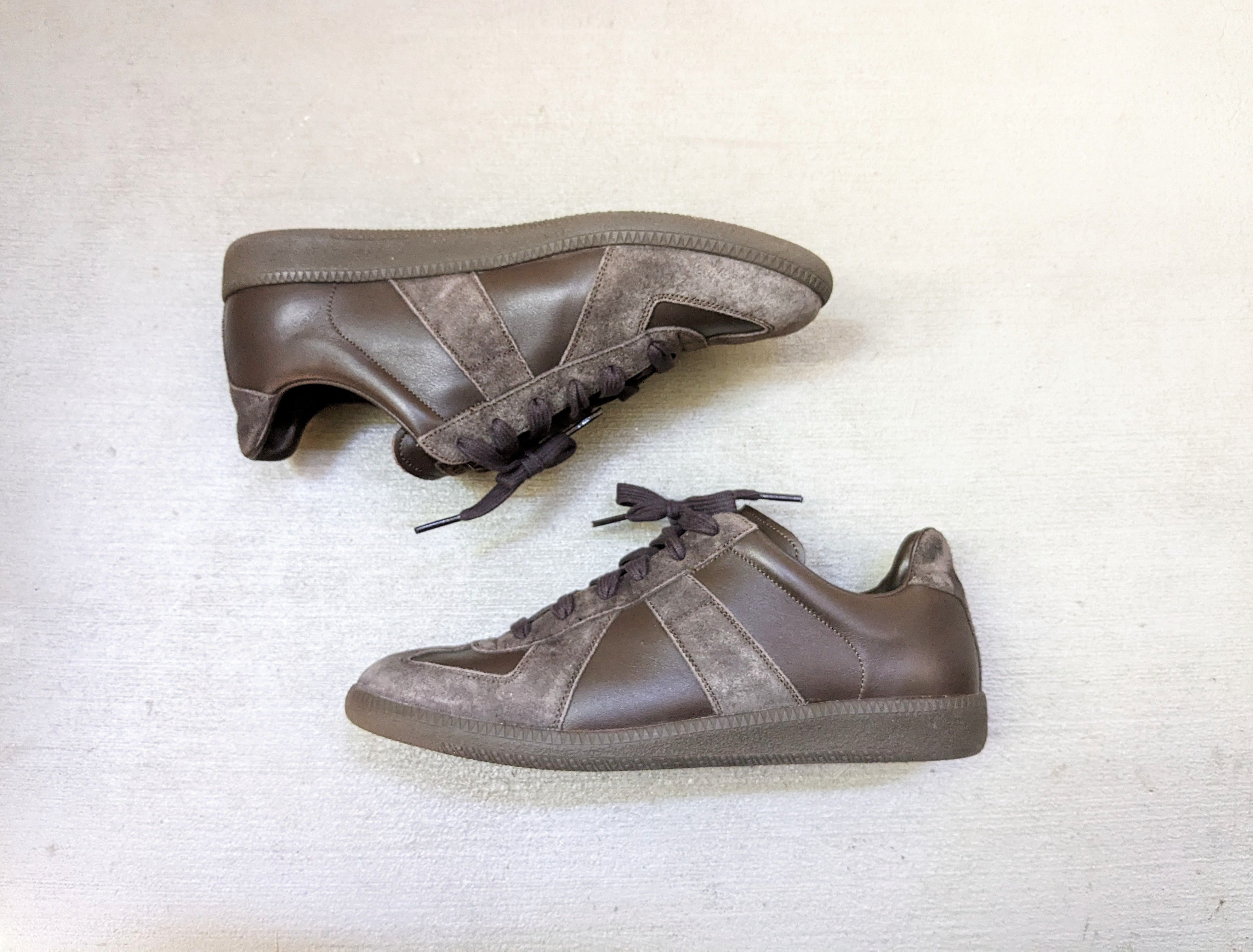 Pre-owned Maison Margiela Gat Replica Size 8 41 Brown Low Tops Shoes