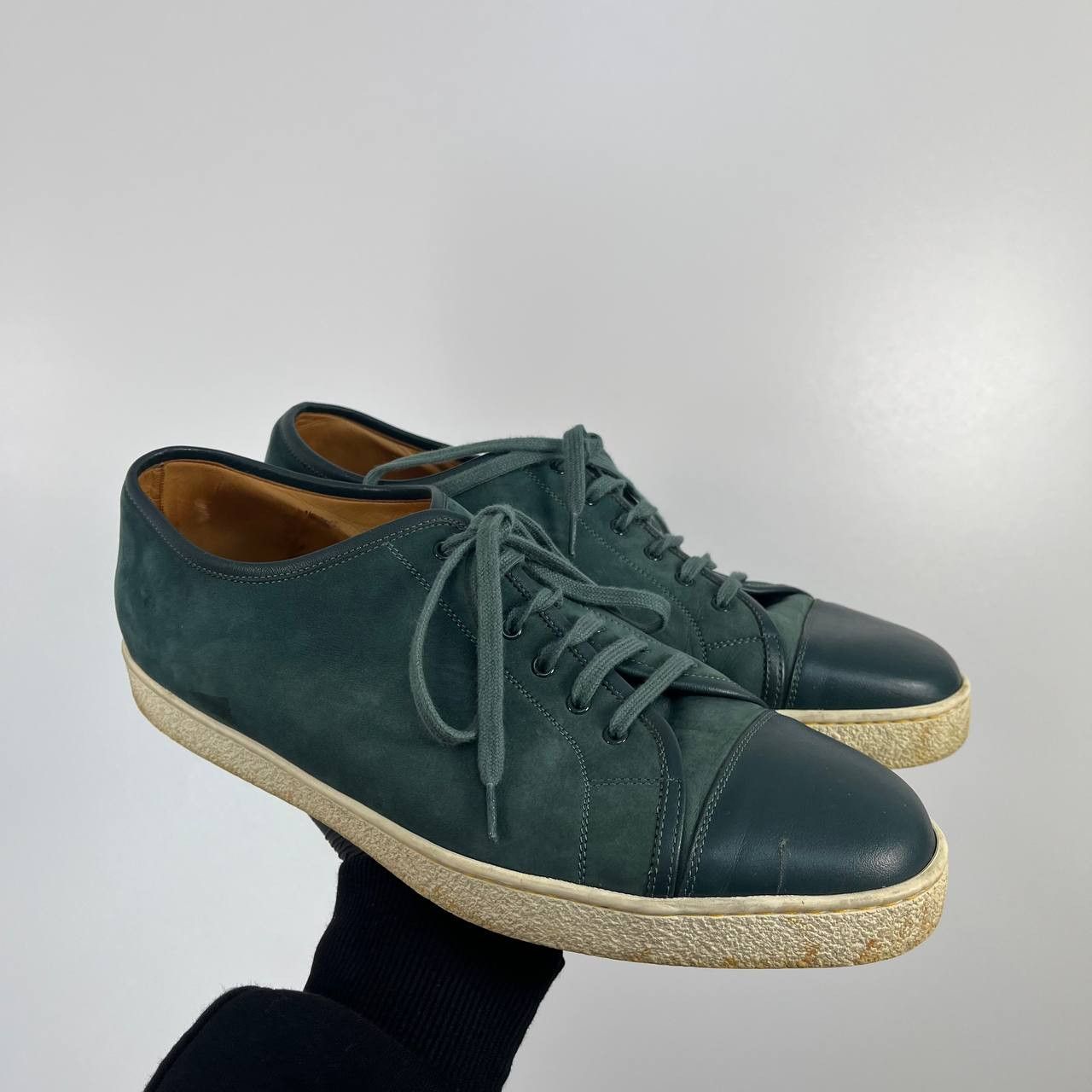 John Lobb John Lobb Green Suede Leather Cap Toe Sneakers Mens Size 9.5 Size US 9.5 / EU 42-43 - 1 Thumbnail