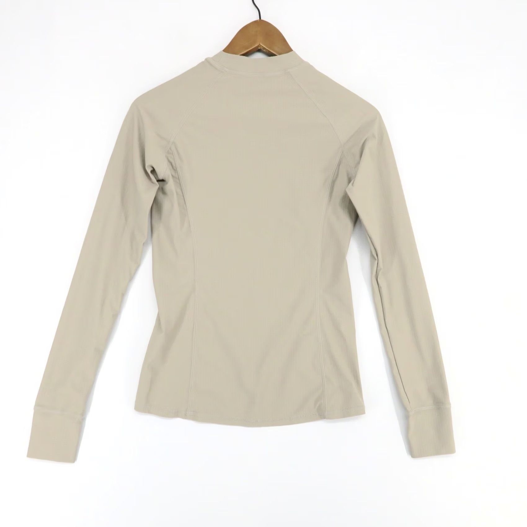 Vintage An Action A Day Activewear Shirt Womens L Beige Grid Texture Mock Neck Long Size L / US 10 / IT 46 - 2 Thumbnail