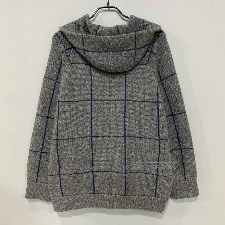 Brunello Cucinelli Brunello Cucinelli Dark Gray Plaid Cashmere Zipper Jacket Size XS / US 0-2 / IT 36-38 - 2 Thumbnail