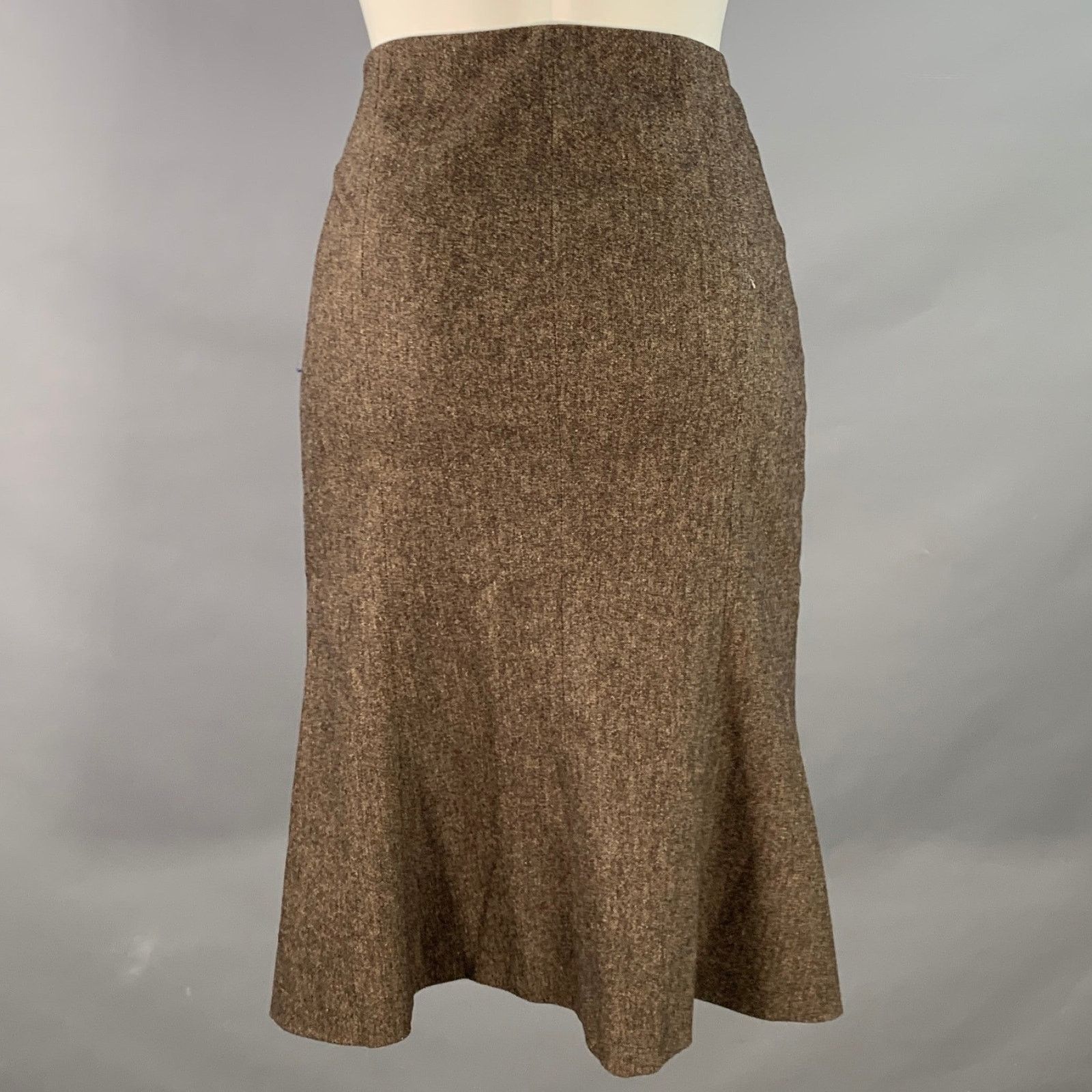Alberta Ferretti ALBERTA FERRETTI Brown Beige Acetate Blend Tulip Midi Skirt Size 30" / US 8 / IT 44 - 2 Thumbnail