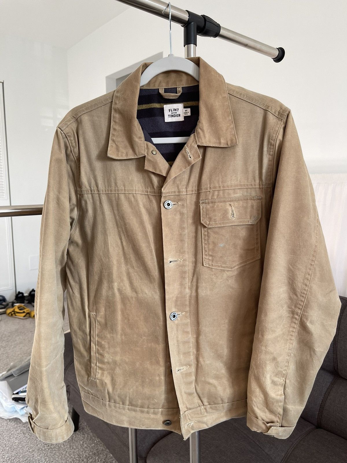 Flint And Tinder Flint and Tinder flannel-lined waxed trucker jacket Size US M / EU 48-50 / 2 - 1 Thumbnail