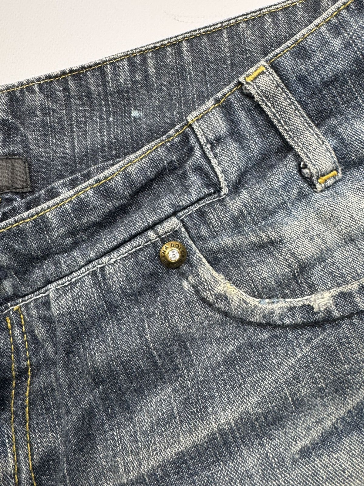 Dolce & Gabbana Vintage 00s Dolce Gabbana Flared Distressed Y2k Jeans Size 31" - 19 Thumbnail