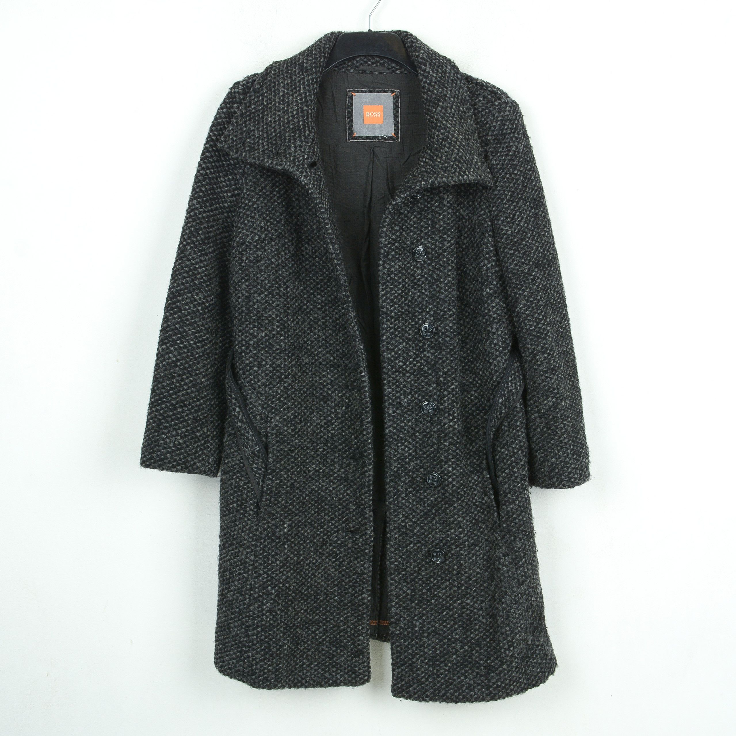 Hugo × Hugo Boss L Wool Coat Overcoat Belted Jacket Button Up Midi Outerwear Size L / US 10 / IT 46 - 3 Thumbnail