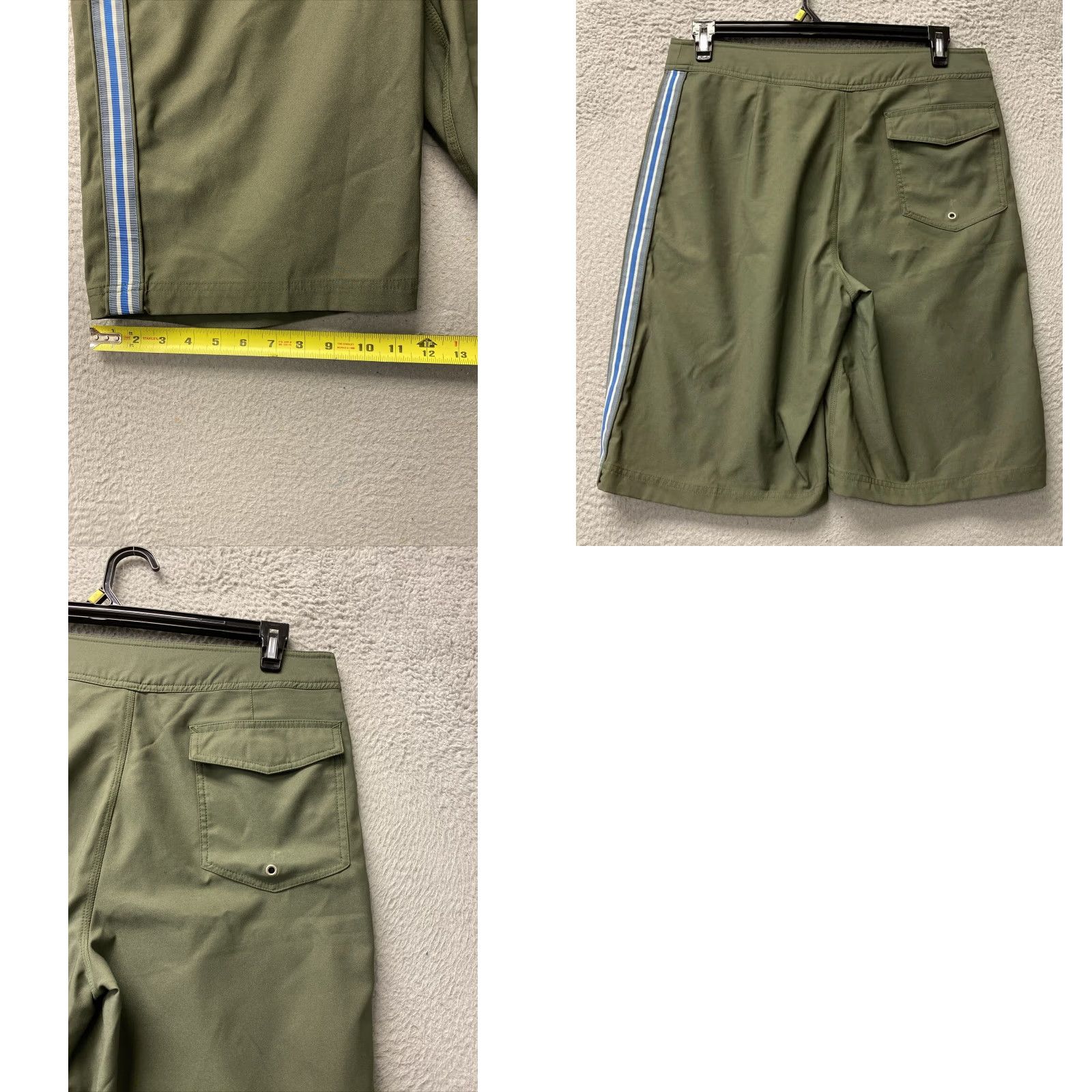 Olive VINTAGE Penguin Men's Board Shorts Swimwear Size 32 Olive Green Stretch Summer Mens Size US 32 / EU 48 - 8 Thumbnail