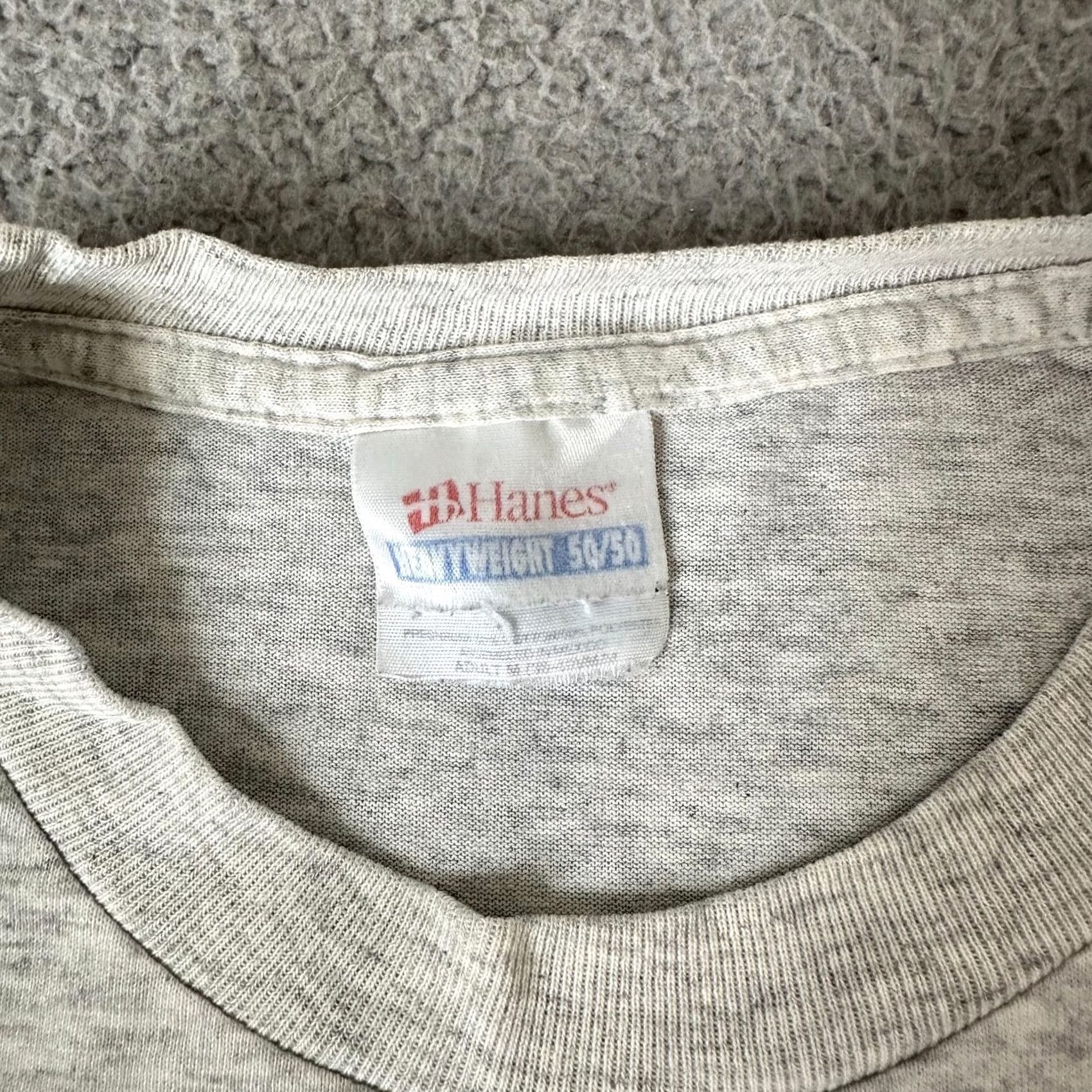 Hanes VINTAGE Hanes Track & Field Shirt Mens M Gray 90s Iowa Short Sleeve Crew Neck 80s 90s Classic School Football Mens Size US M / EU 48-50 / 2 - 7 Thumbnail