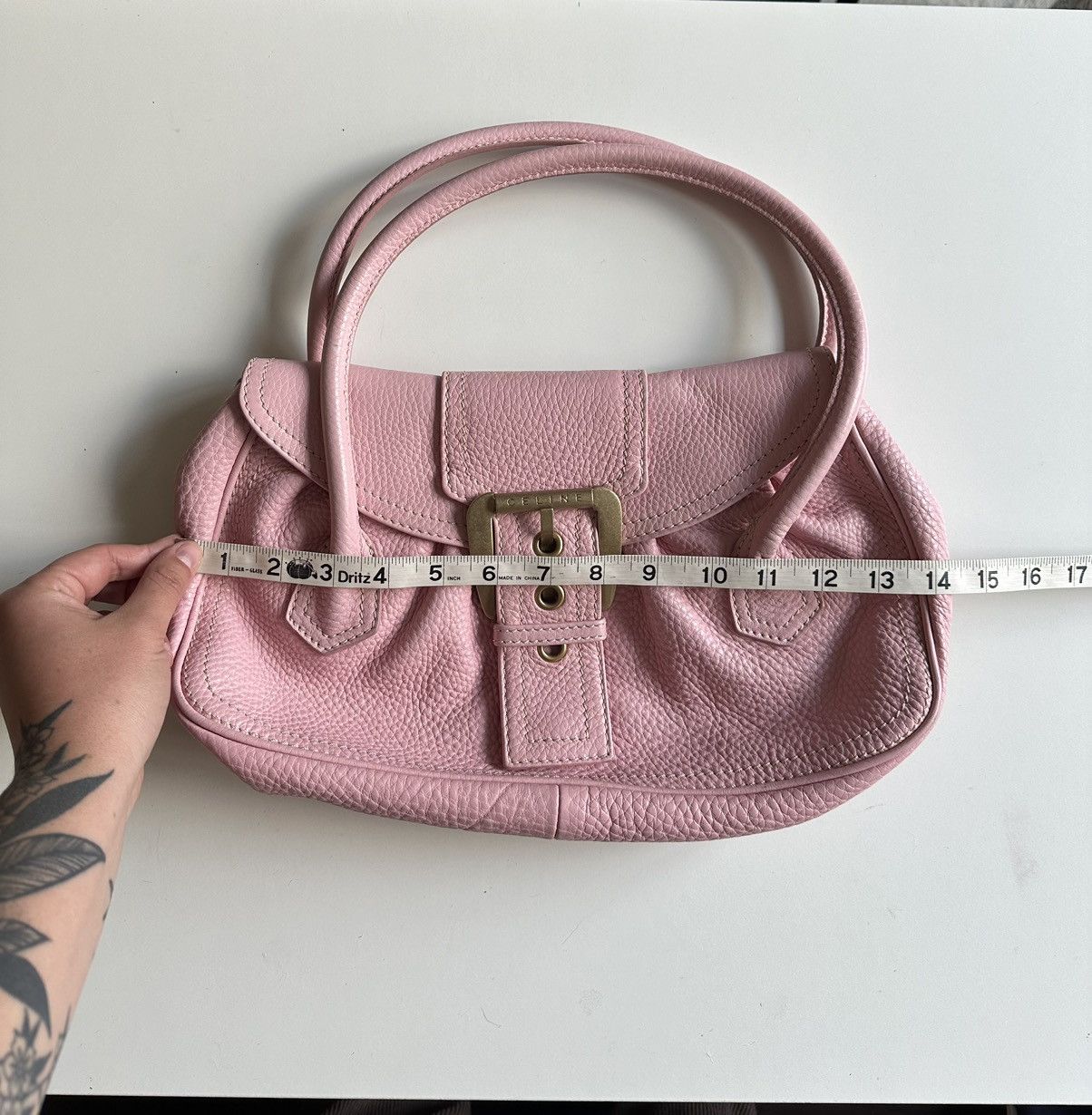Celine Vintage Celine Y2K Bubblegum Pink Leather Buckle Shoulder Size ONE SIZE - 2 Thumbnail