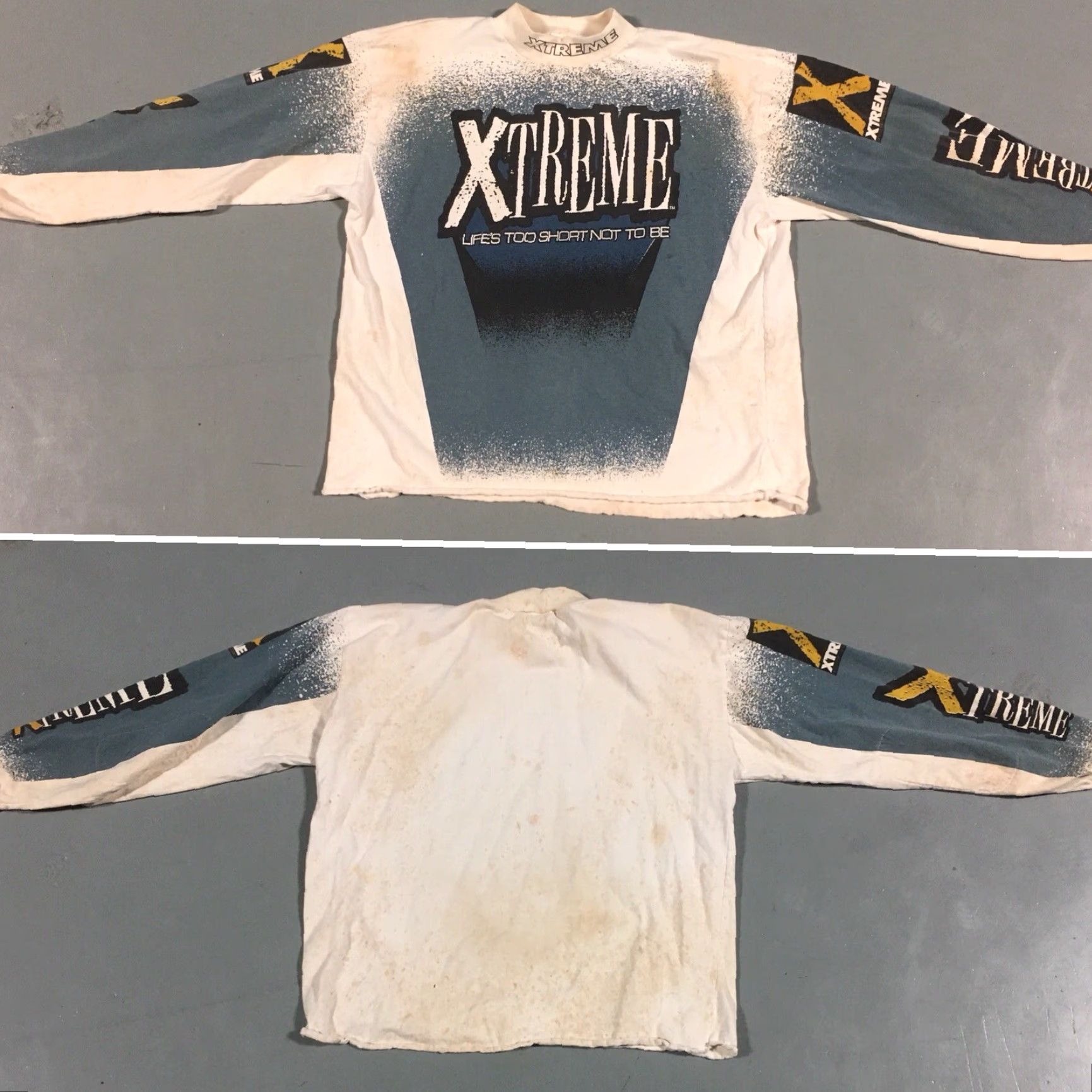 Vintage VINTAGE XTREME Lifes’s Too Short Not To Be Motocross T-Shirt XL USA Shirt Men Long Sleeve 1990s White Graphic Tee XS? Size US XL / EU 56 / 4 - 5 Thumbnail