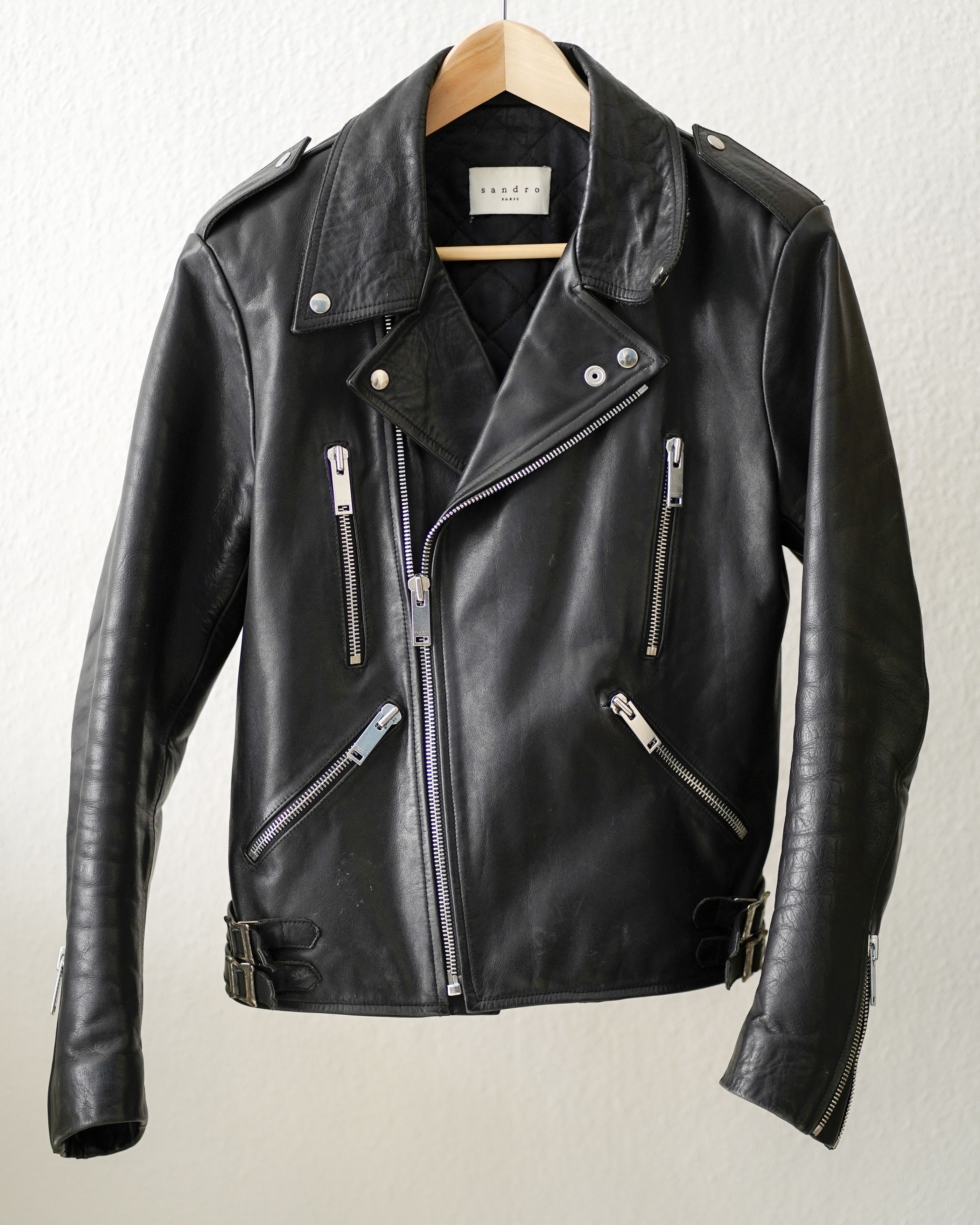 Sandro Sandro Black Leather Biker Jacket Size US S / EU 44-46 / 1 - 1 Thumbnail
