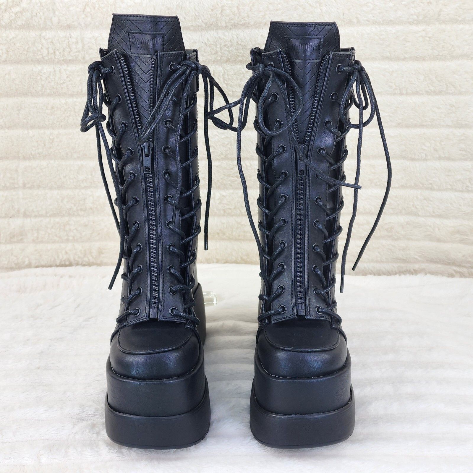 Demonia Cult DEMONIA Void Black Matte Platform Wedge Corset Mid Calf Goth Size US 8 / IT 38 - 8 Thumbnail