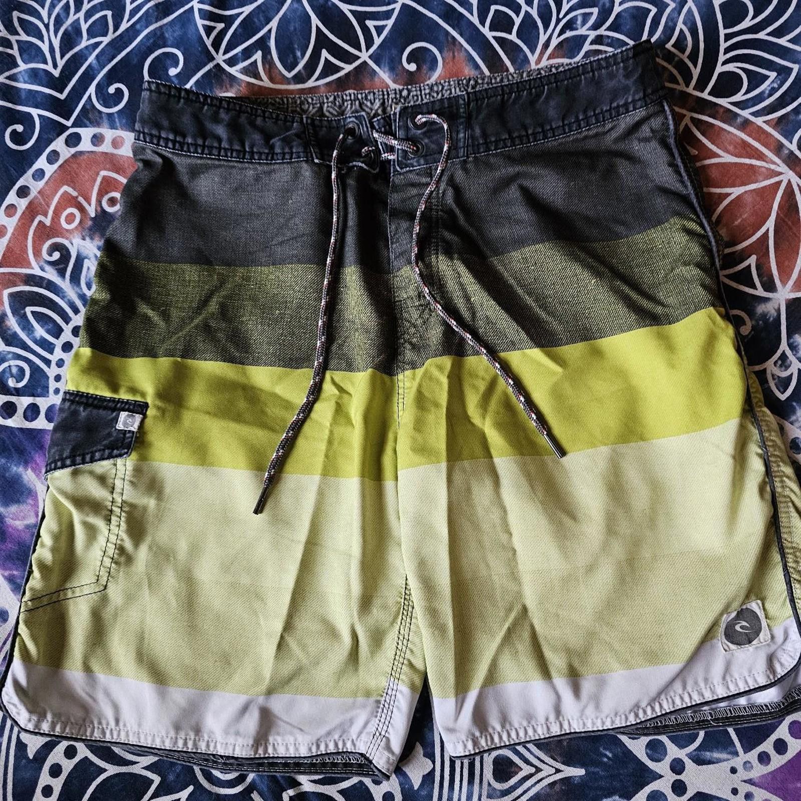 Rip Curl Rip Curl Men's Grey and Yellow Swim Trunks Size US 32 / EU 48 - 1 Thumbnail