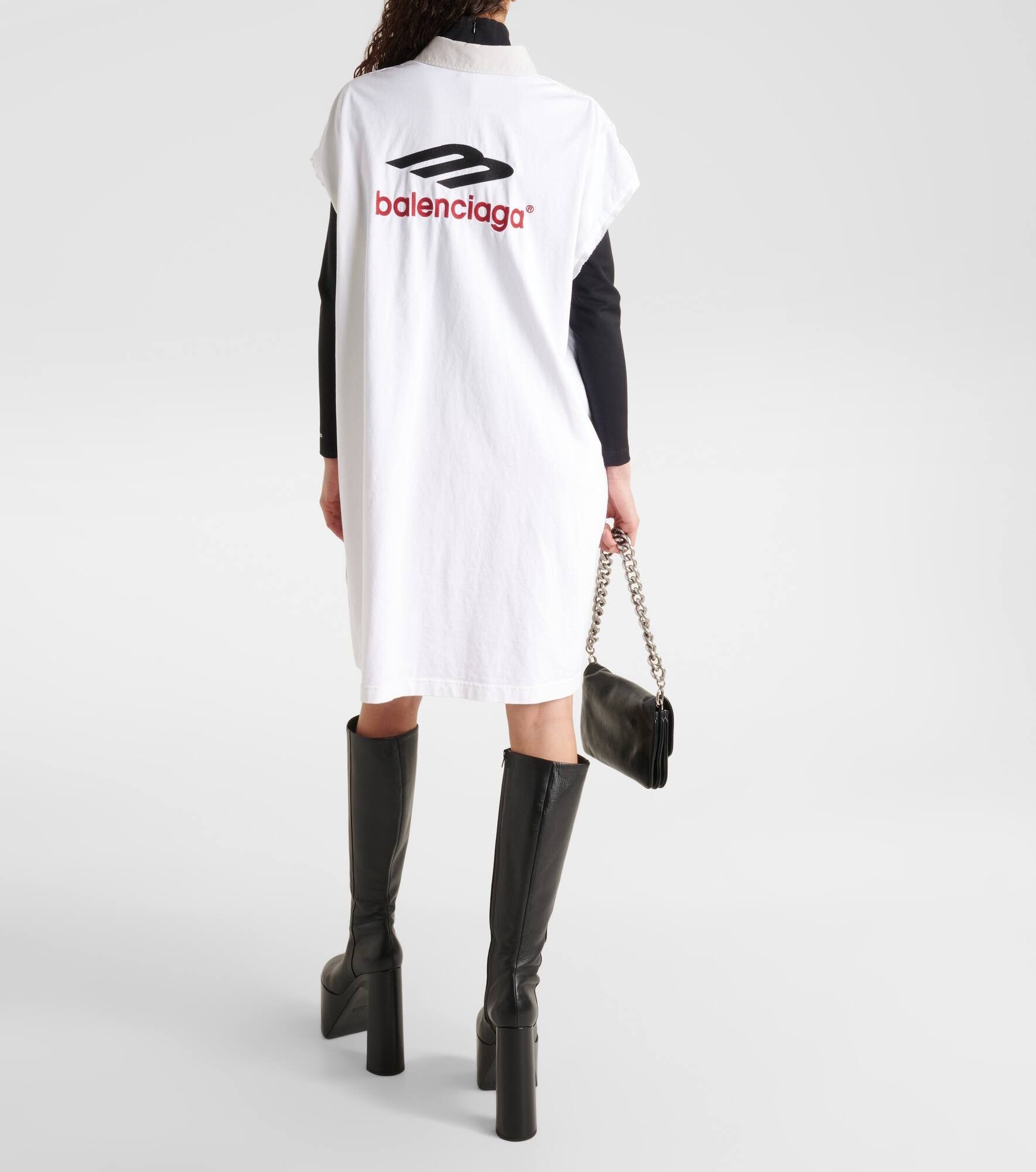 Balenciaga o1bcso1str0725 3B Sports Icon Sleeveless Hybrid Shirt Dress Size XL / US 12-14 / IT 48-50 - 3 Thumbnail