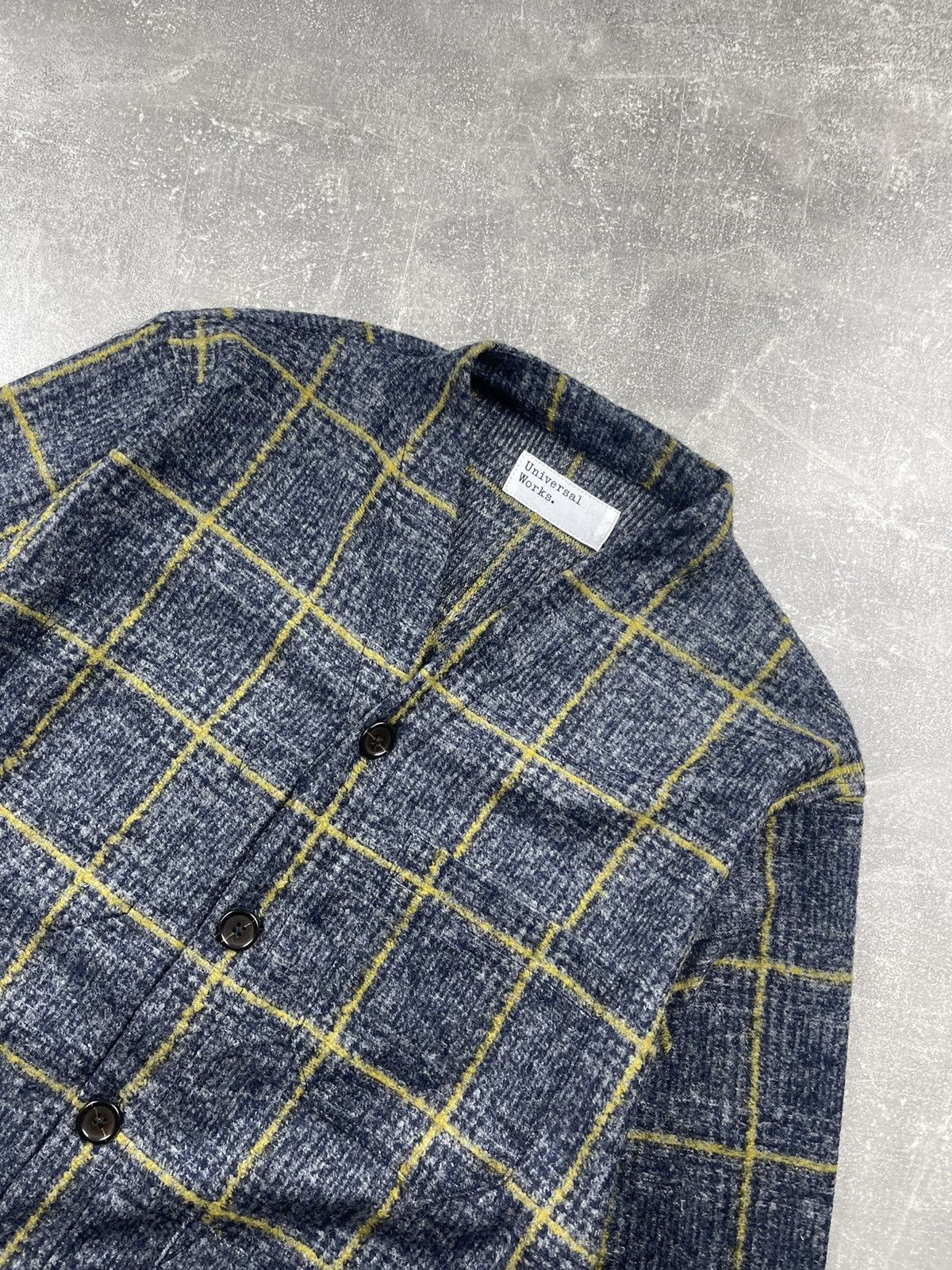 Universal Works Universal Works Bari Fleece Cardigan Navy Windowpane Check Size US M / EU 48-50 / 2 - 3 Thumbnail