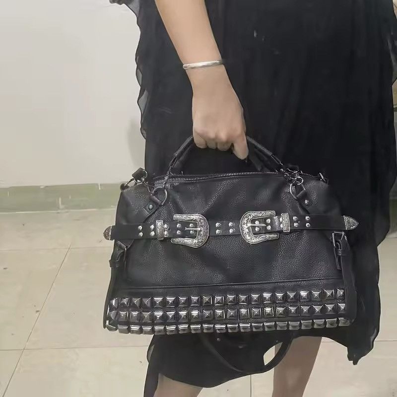 Designer Streetwear Gothic Punk Capacity Cowboy Shoulder Handbag Bag Size ONE SIZE - 7 Thumbnail
