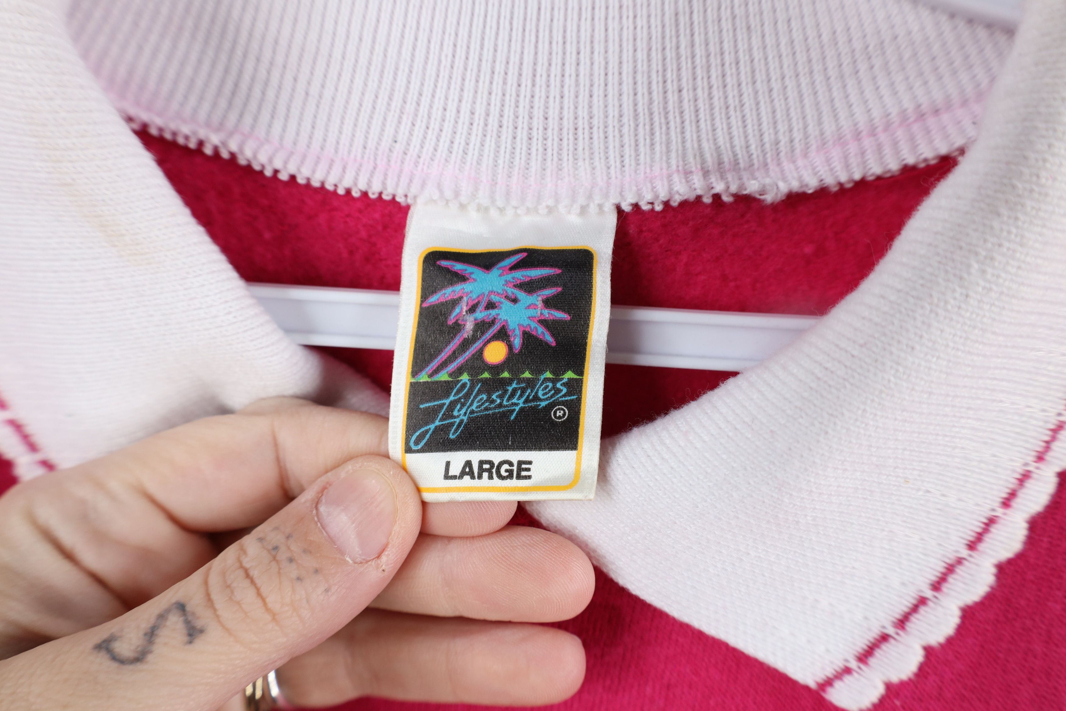 Vintage Vintage 90s Streetwear Flower Collared Sweatshirt USA Size L / US 10 / IT 46 - 9 Thumbnail