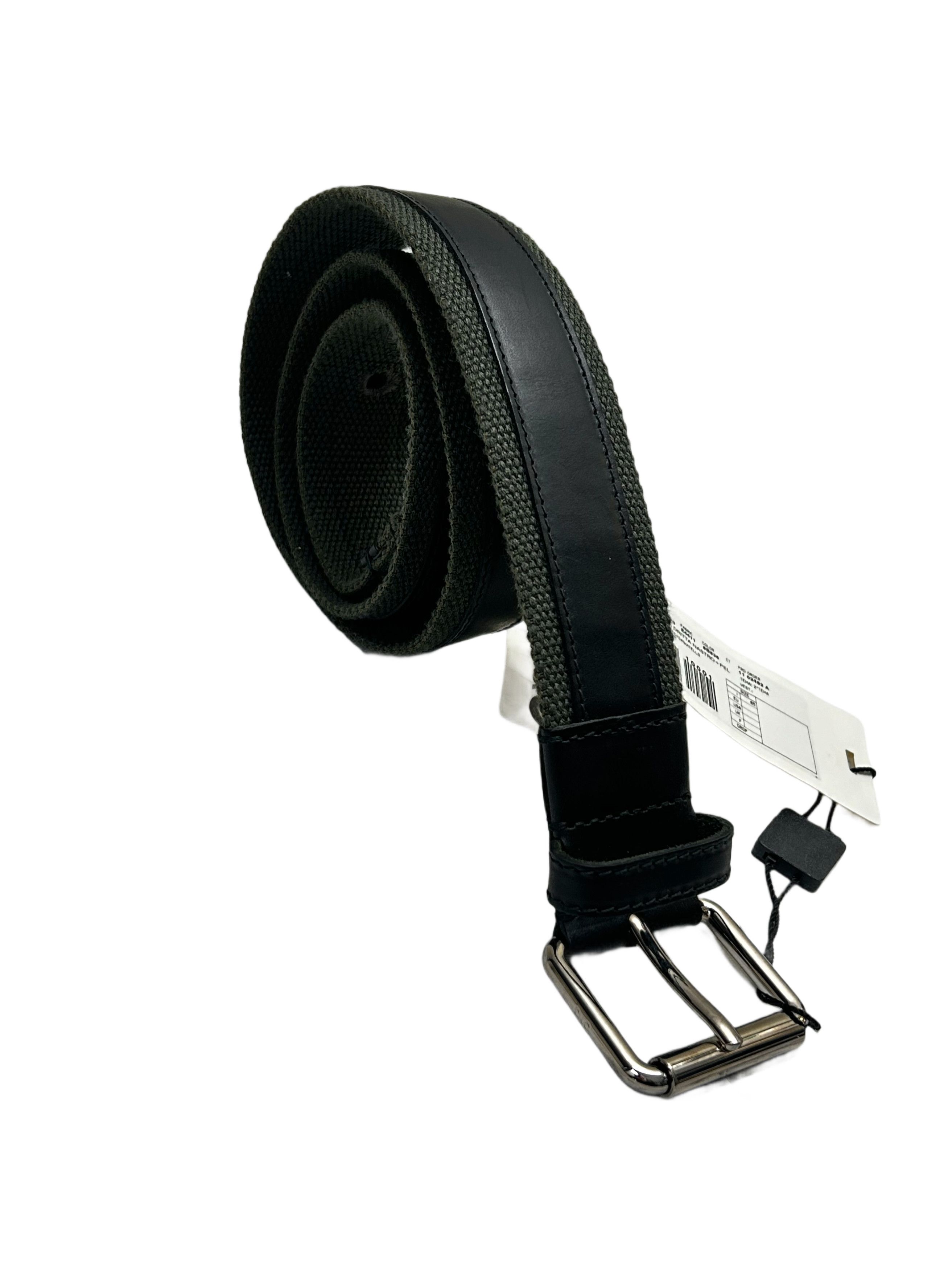 Dolce & Gabbana Dolce & Gabbana Blk/Gry Leather & Canvas Notch Buckle Belt Size 28 - 3 Thumbnail