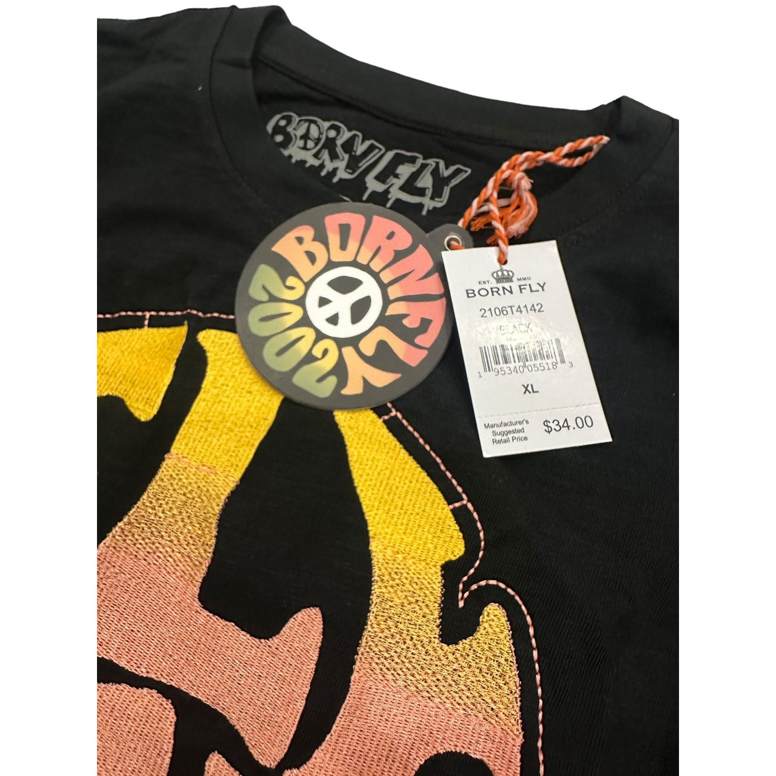 Born Fly Born Fly Men's Fly Vibes Embroidered Premium Tee T-Shirt Size US XL / EU 56 / 4 - 5 Thumbnail