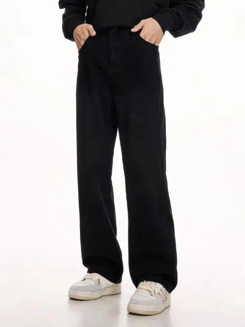VIBE High street cleanfit men's loose straight casual black jeans Size US 32 / EU 48 - 6 Thumbnail