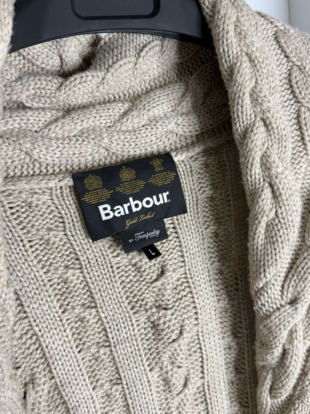 Barbour Barbour Gold Label Cable knit Beige Heavy cardigan wmns sz L Size L / US 10 / IT 46 - 5 Thumbnail