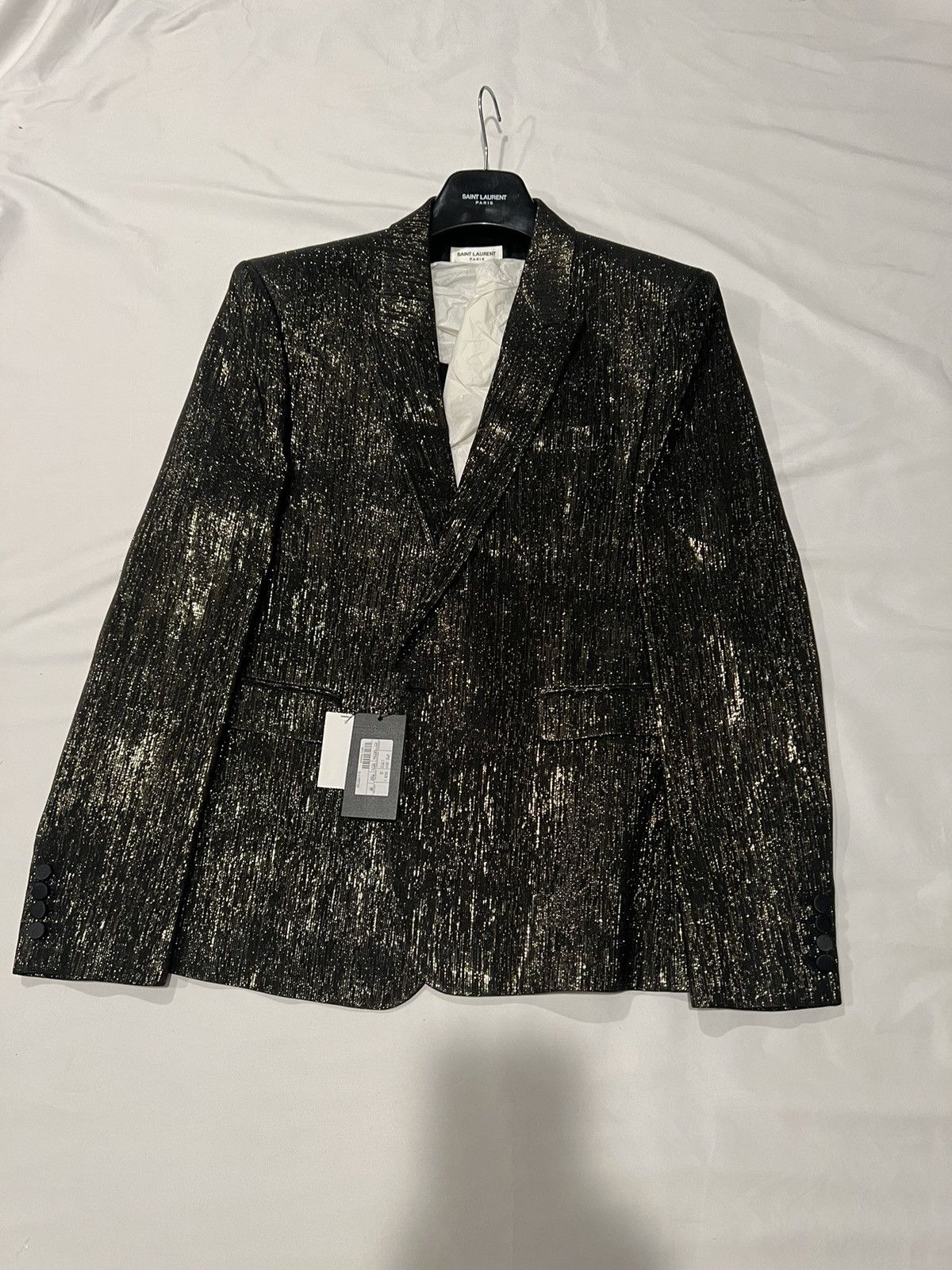 Saint Laurent Paris Saint Laurent men’s gold metal blazer. 58/48. $3590 Size 48R - 8 Thumbnail