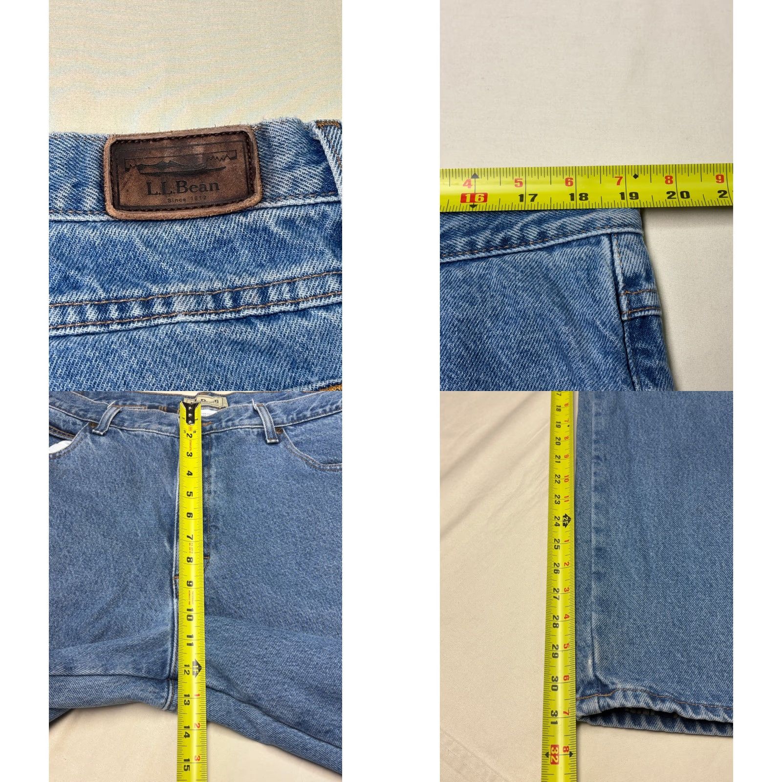 Vintage L.L. Bean Jeans Mens 40x32 Relaxed Fit Denim Flannel Lined Blue Plaid Insulated 5-Pocket Zip Fly Leather Patch Clothing Pants Size US 40 / EU 56 - 8 Thumbnail