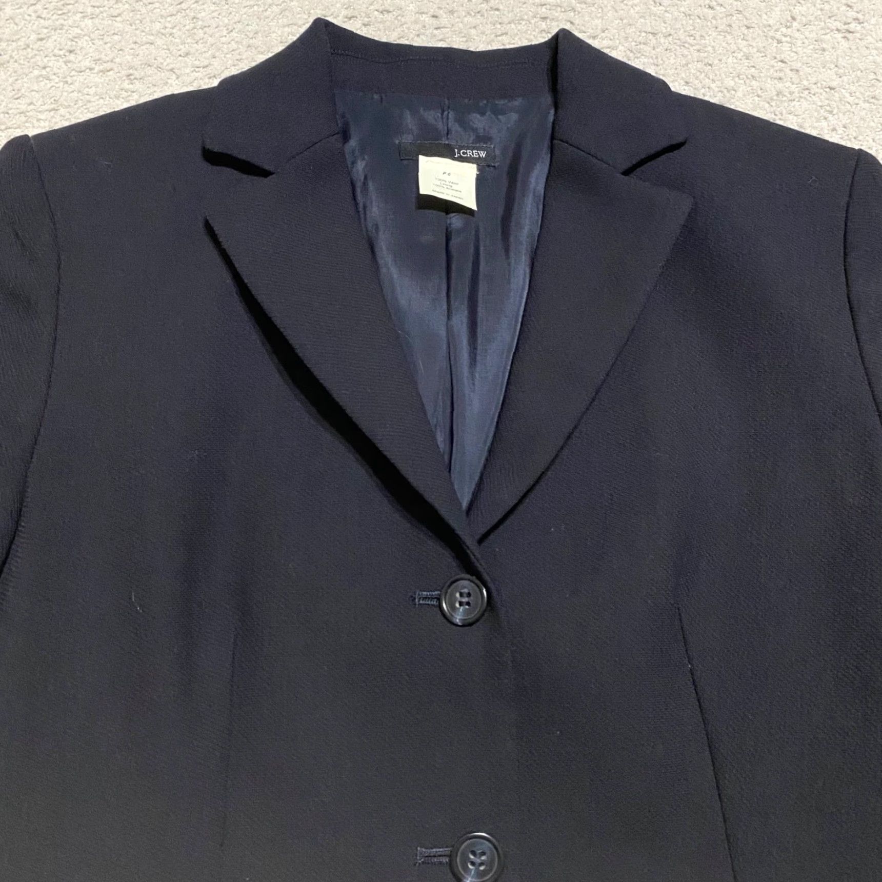 J.Crew J.CREW Blazer Womens Jacket 0 Blue Wool Long Sleeve Button Lined Office Fall Winter Spring Size XS / US 0-2 / IT 36-38 - 4 Thumbnail