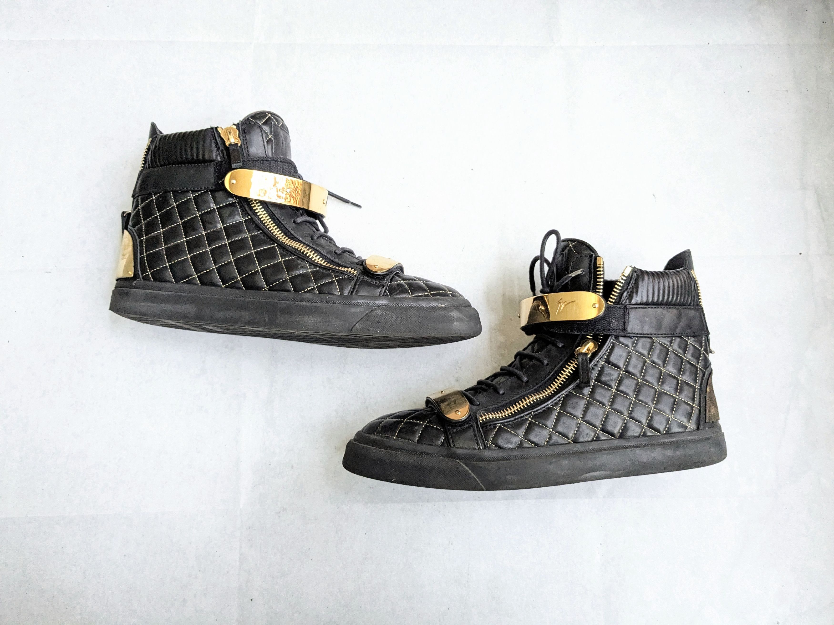 Giuseppe Zanotti Giuseppe Zanotti Sneakers Black Gold 13 46 High Tops Leather Size US 13 / EU 46 - 1 Thumbnail