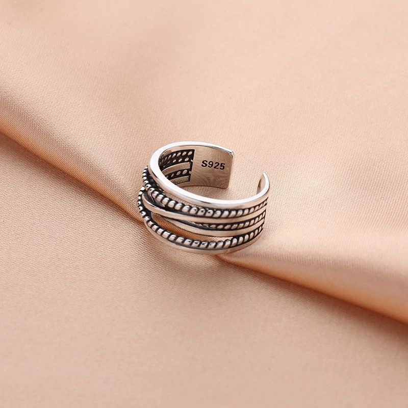 Other Resizable 925 Sterling Silver Interware Line Ring Size ONE SIZE - 2 Thumbnail
