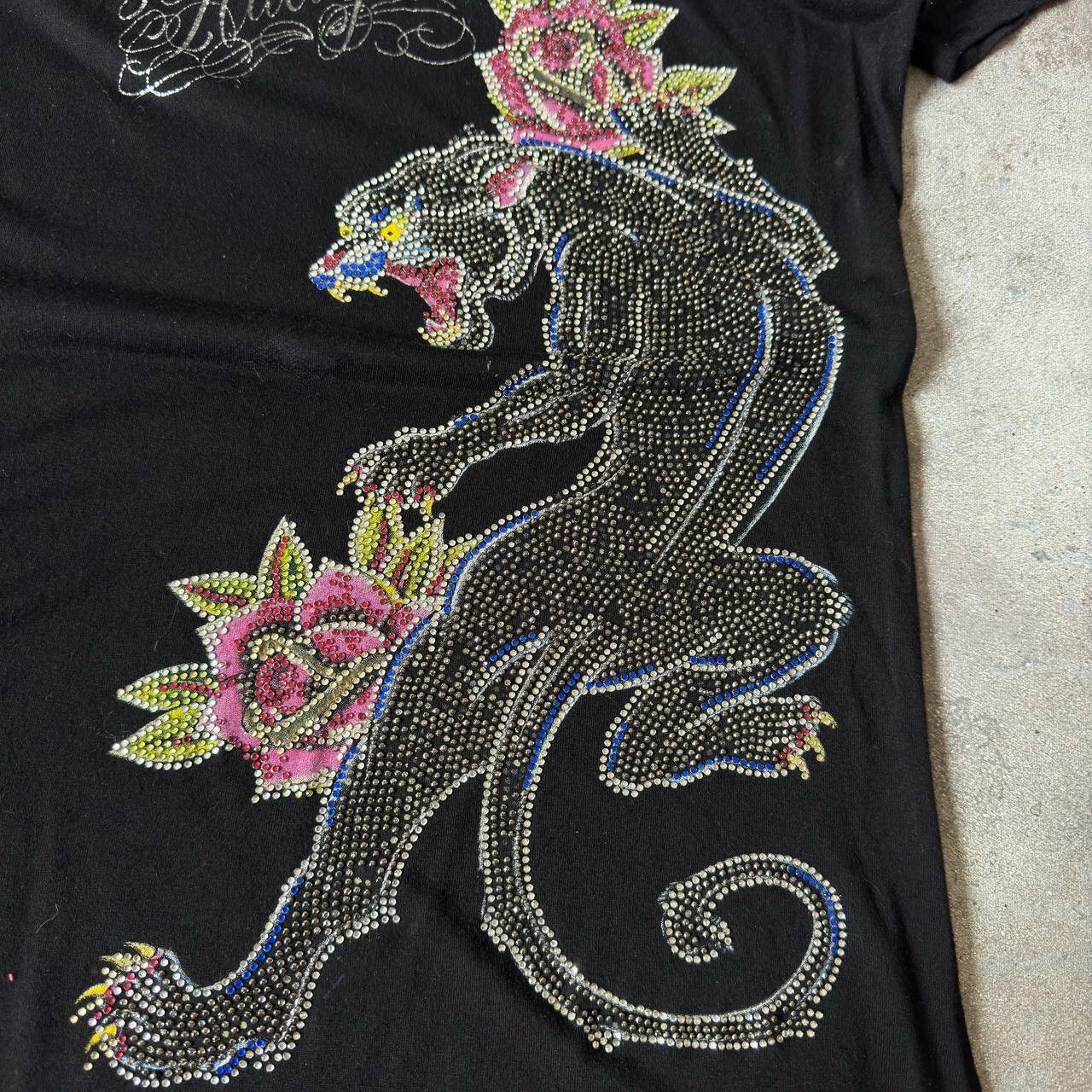 Christian Audigier × Ed Hardy Christian Audigier (Ed Hardy) Rhinestones Pantera T-Shirt Size M / US 6-8 / IT 42-44 - 4 Thumbnail