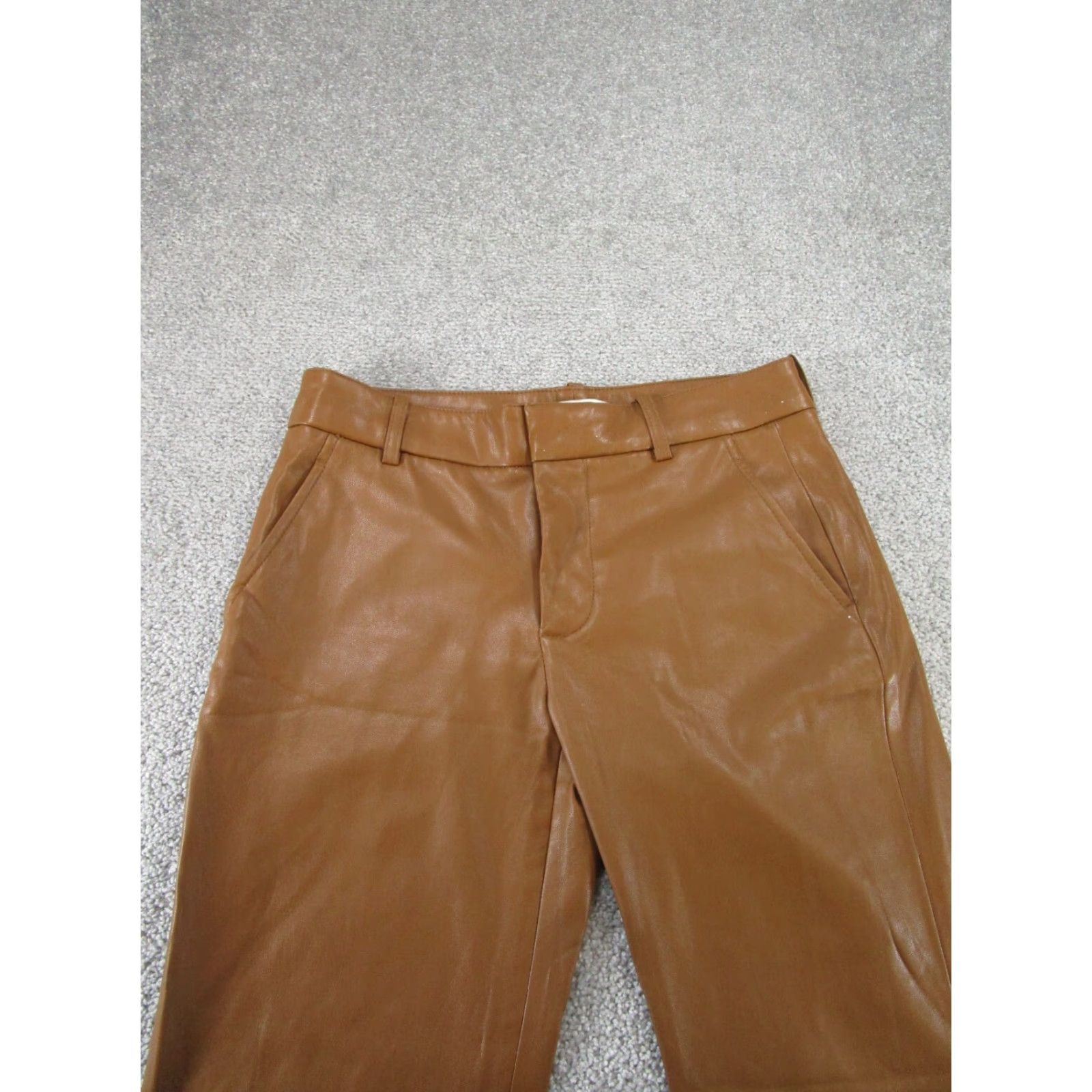 Zara ZARA Pants Womens 2 Brown Faux Leather Slim Fit Tapered Ankle Casual Regular Size 2 Brown Womens Size 26" / US 2 / IT 38 - 5 Thumbnail