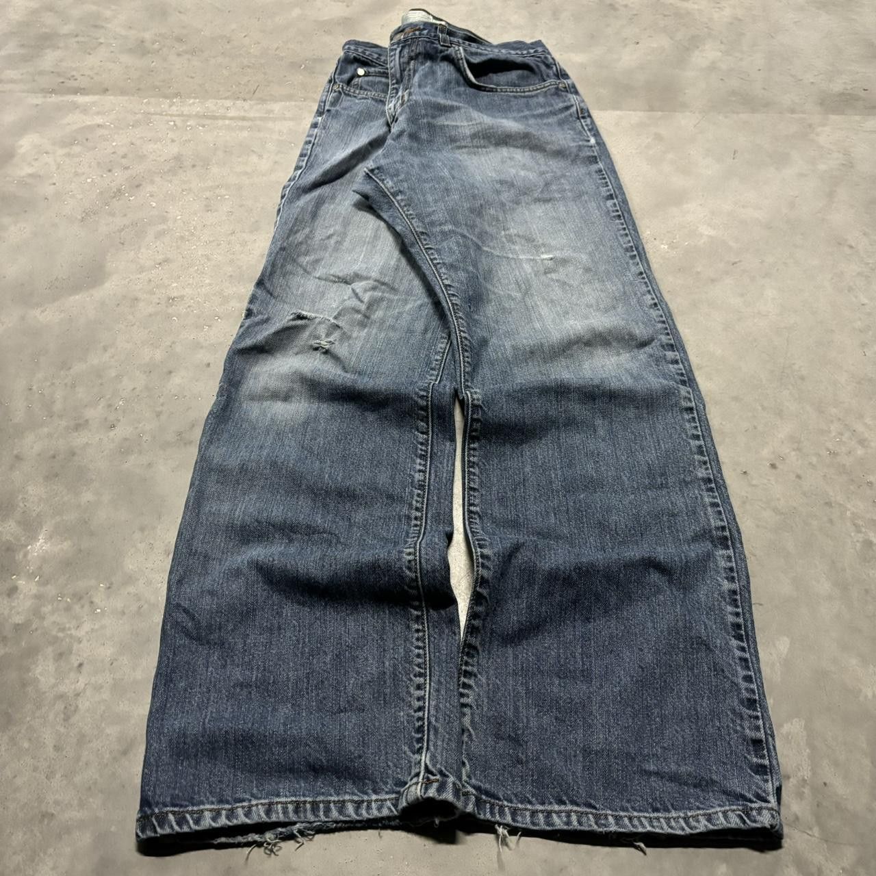 Japanese Brand × Vintage Crazy Vintage Y2K/2000s Grunge Faded Dark Wash Denim Jeans! Size US 34 / EU 50 - 3 Thumbnail