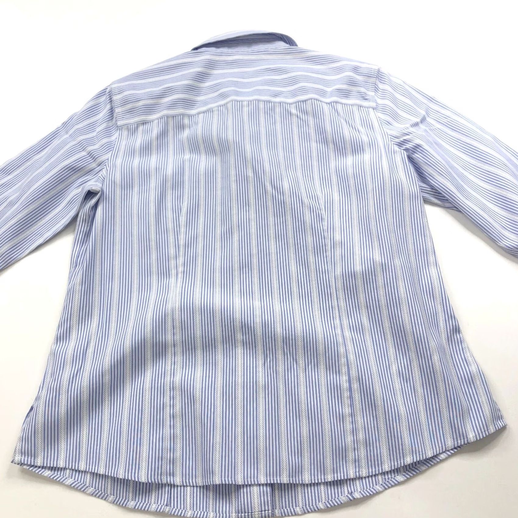 Vintage Foxcroft Non Iron Fitted 4 Button Long Sleeve Striped Dress Shirt Blue Size S / US 4 / IT 40 - 2 Thumbnail