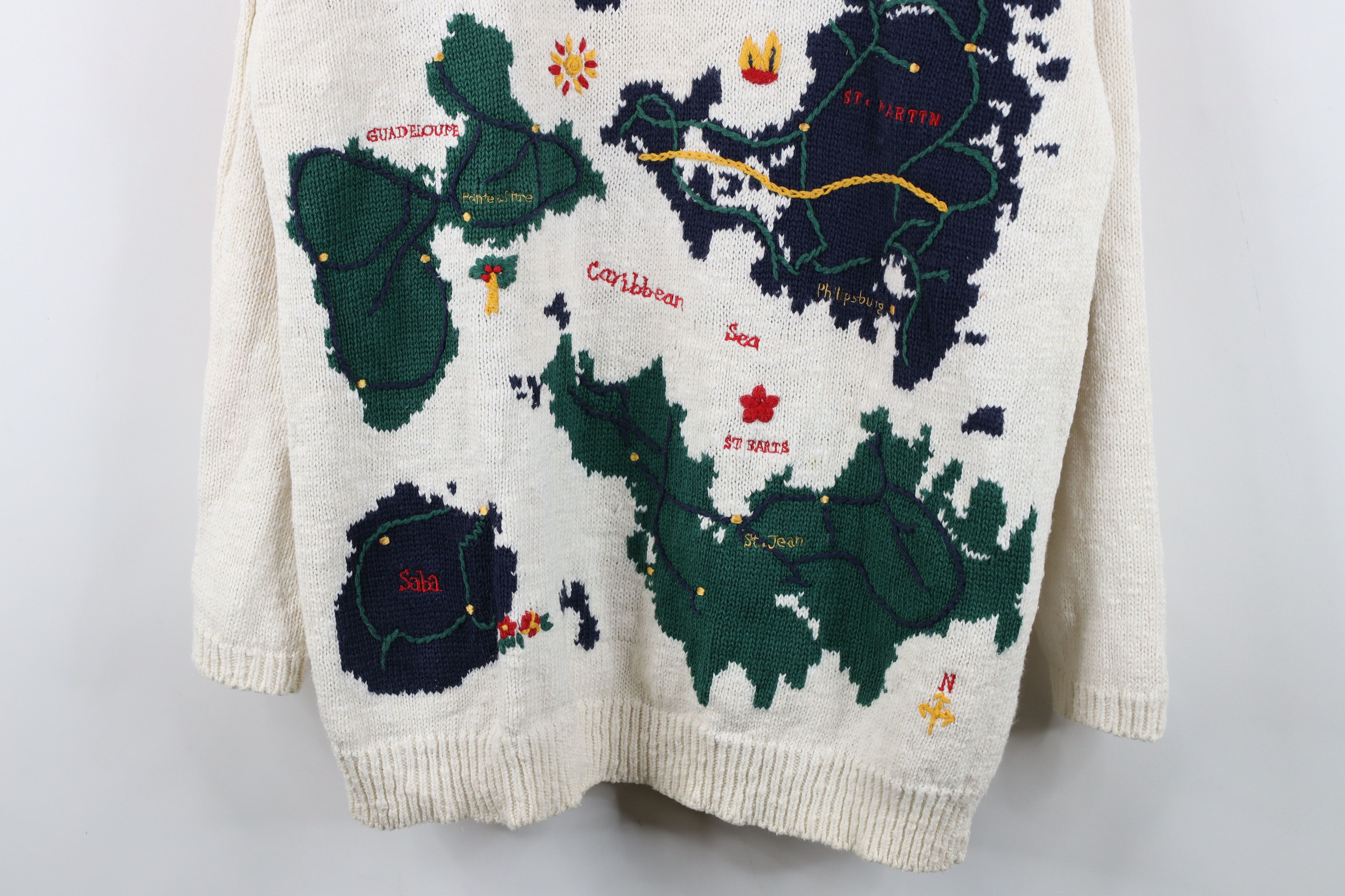 Vintage Vintage 90s Streetwear Island Map Knit Crewneck Sweater Size L / US 10 / IT 46 - 3 Thumbnail