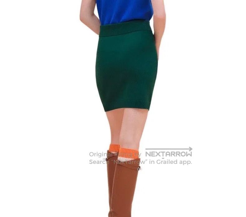 Hermes Hermes Cashmere Short Skirt, Dark Green, Star Pattern Size 42" / US 20 - 2 Thumbnail