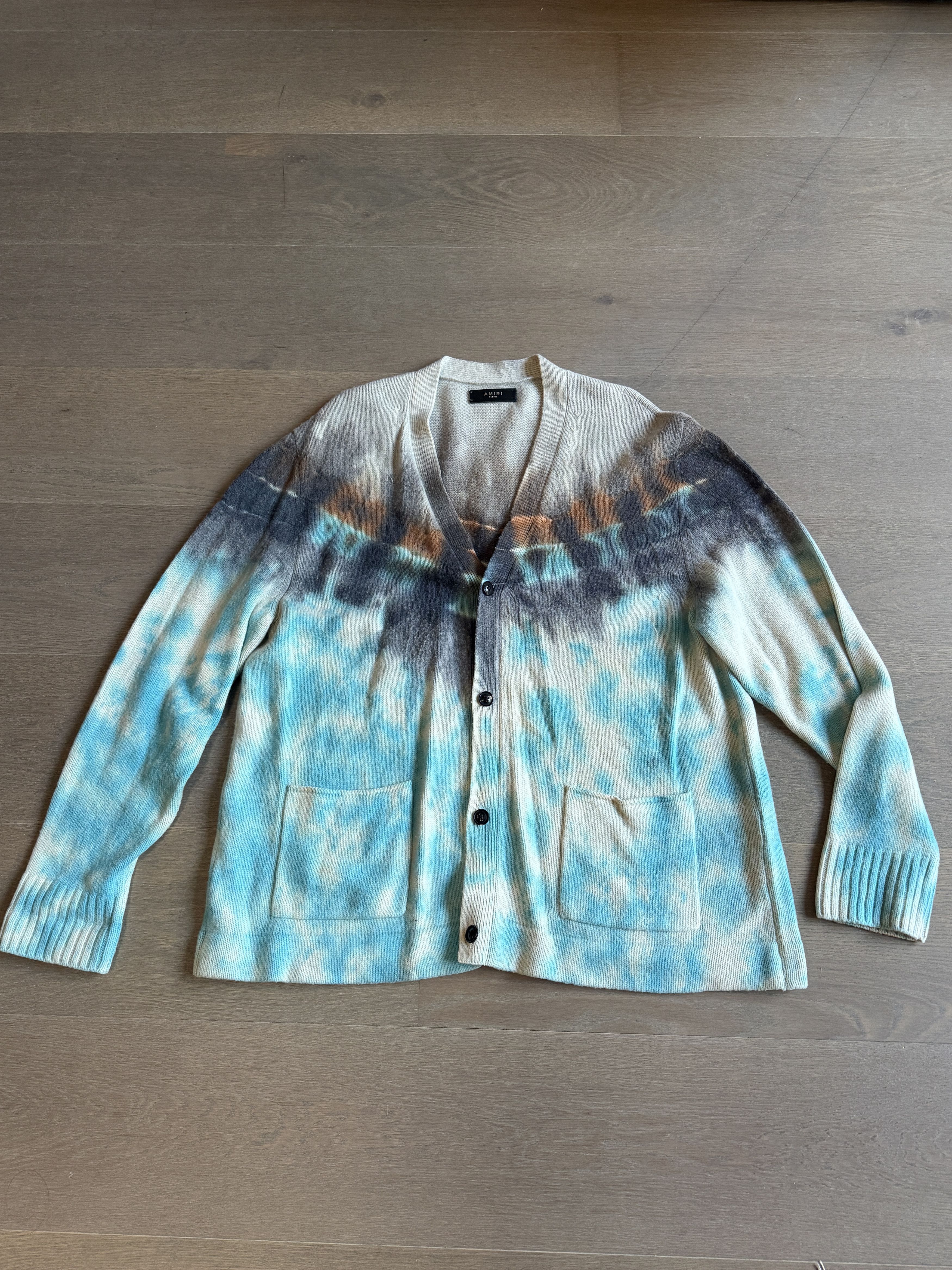 Amiri Amiri Blue Cashmere Tie-Dye Cardigan XL Size US XL / EU 56 / 4 - 1 Thumbnail