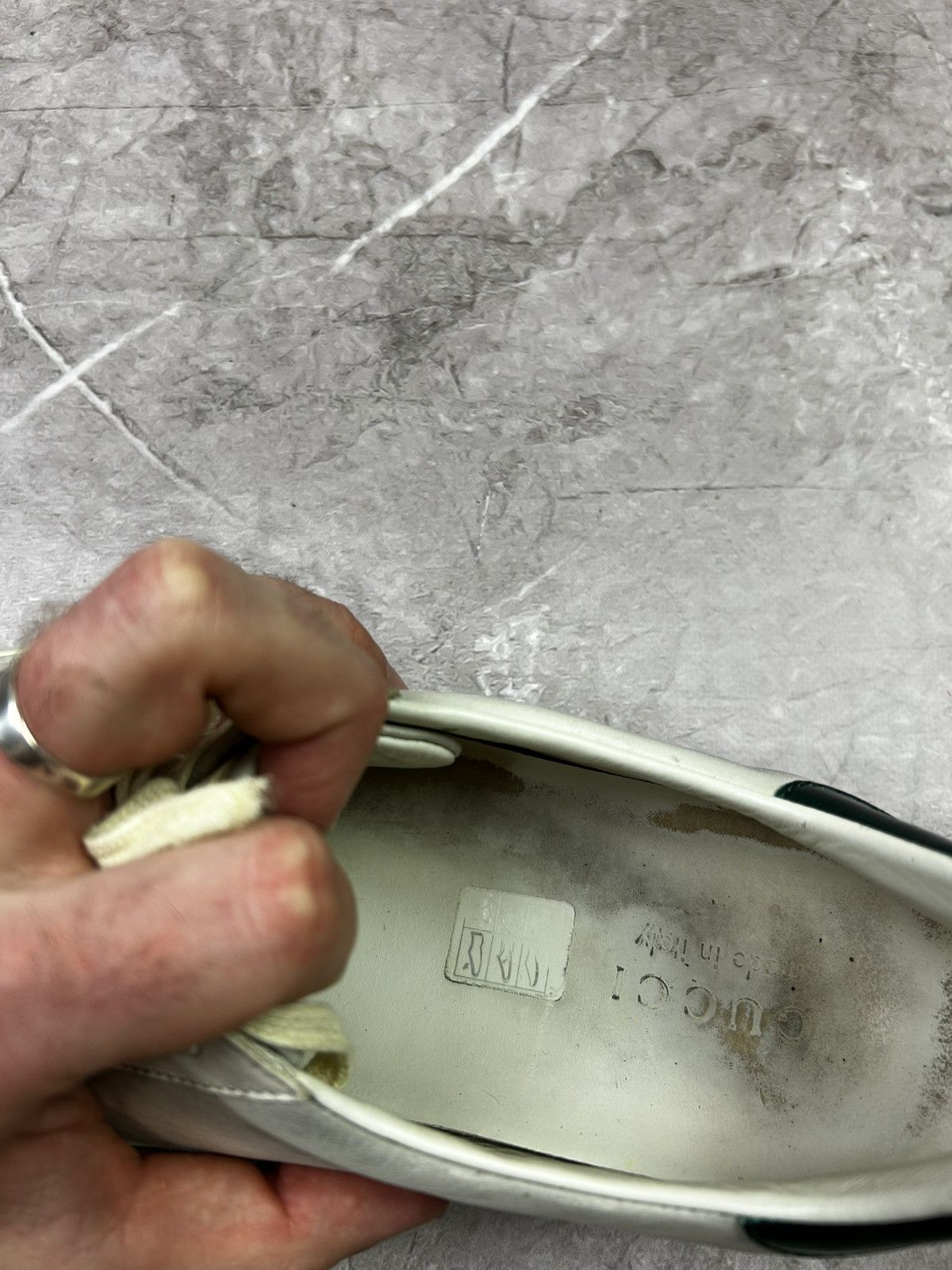 Designer Gucci Ace Blade Distressed Aged Lowtop sneakers Size US 10.5 / EU 43-44 - 24 Thumbnail