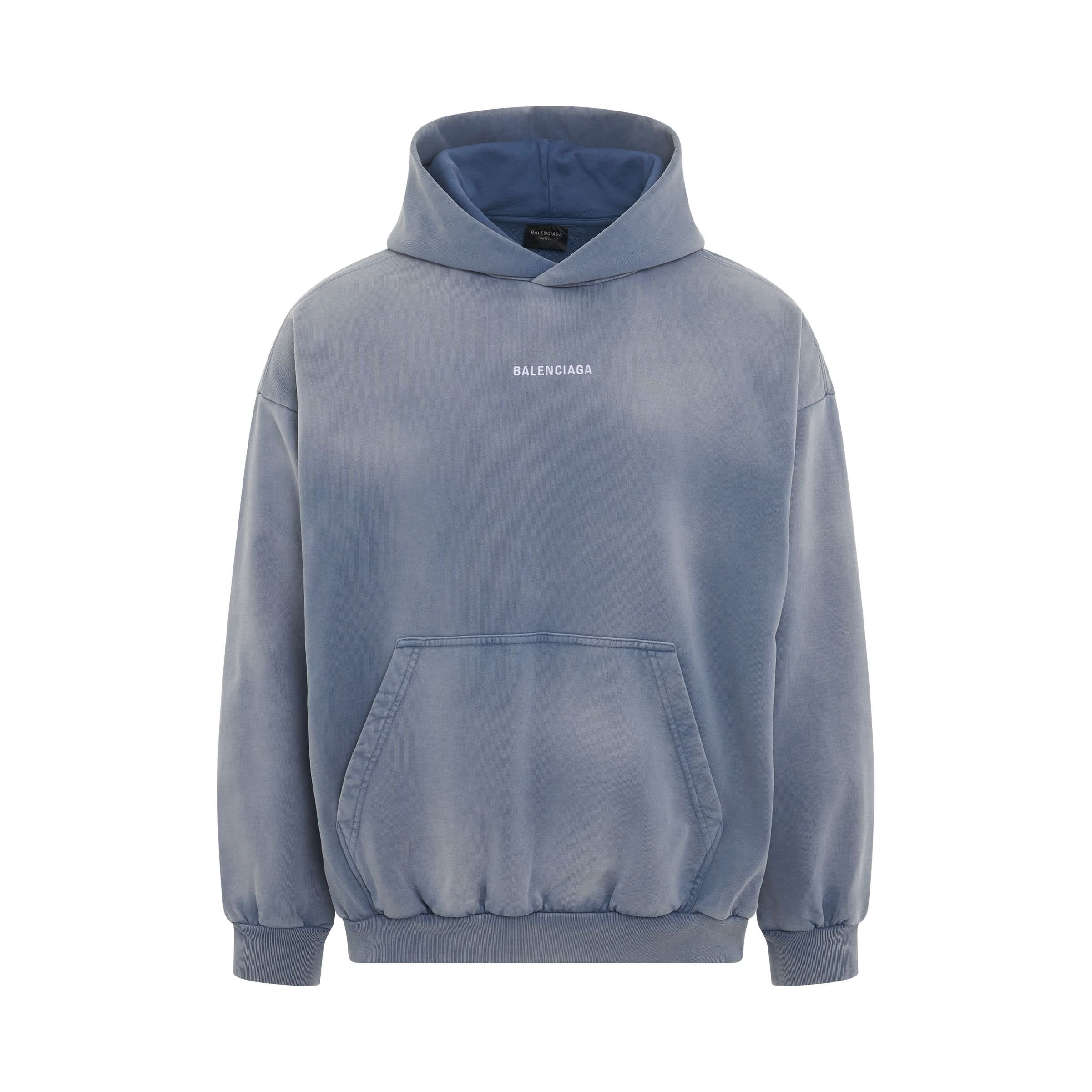 Balenciaga o1w1db10126 Back Hoodie Medium Fit in Blue Size US XXS / EU 40 - 2 Thumbnail