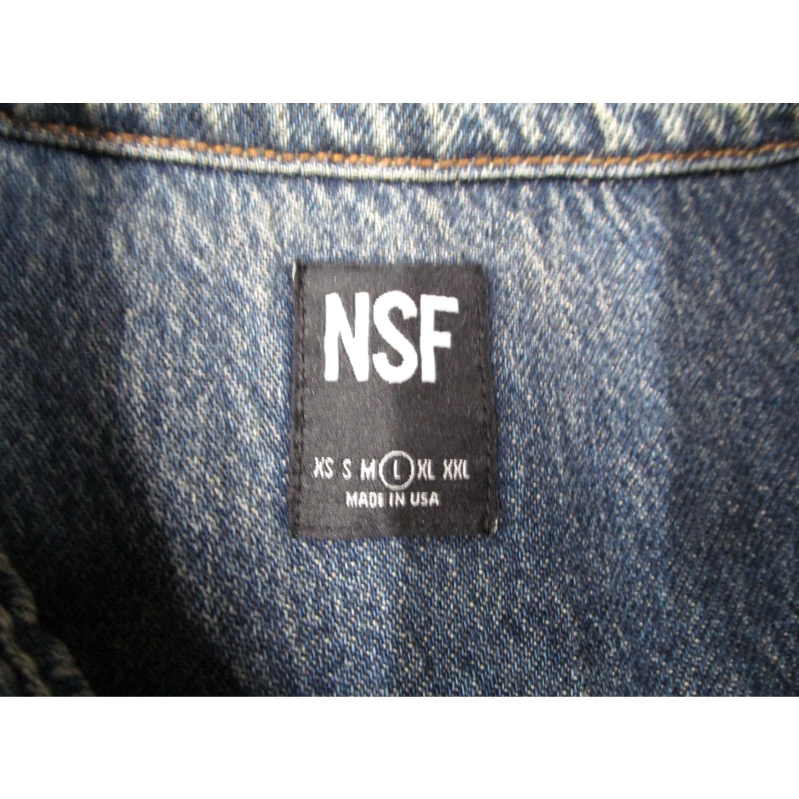 Denime NSF Clothing Denim Jacket Mens Large Blue Snap Front Shacket OverShirt Workwear Pockets 100% Cotton USA Vintage No Size US L / EU 52-54 / 3 - 3 Thumbnail